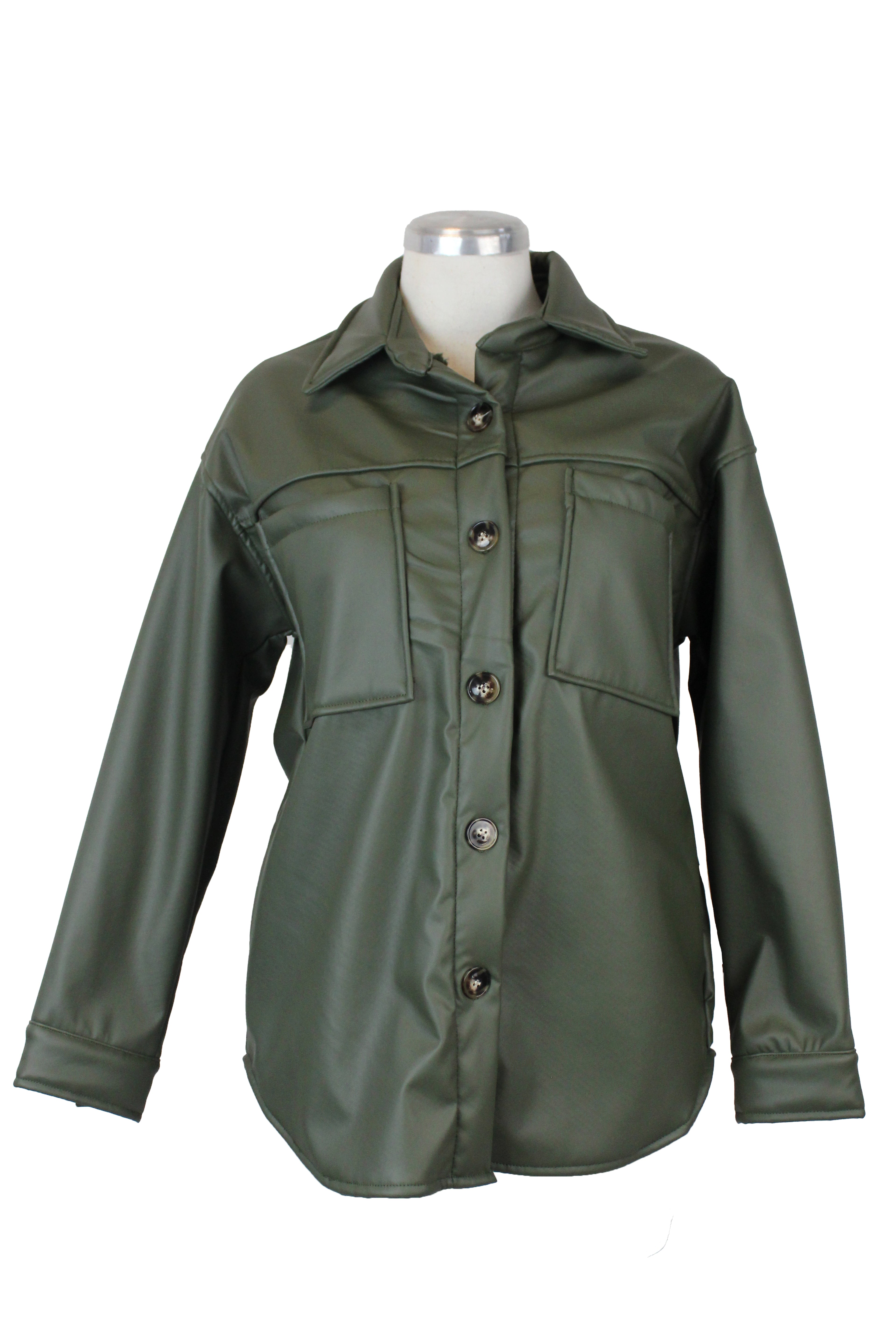 2659 Chamarra Vinipiel de Botones con Borrego