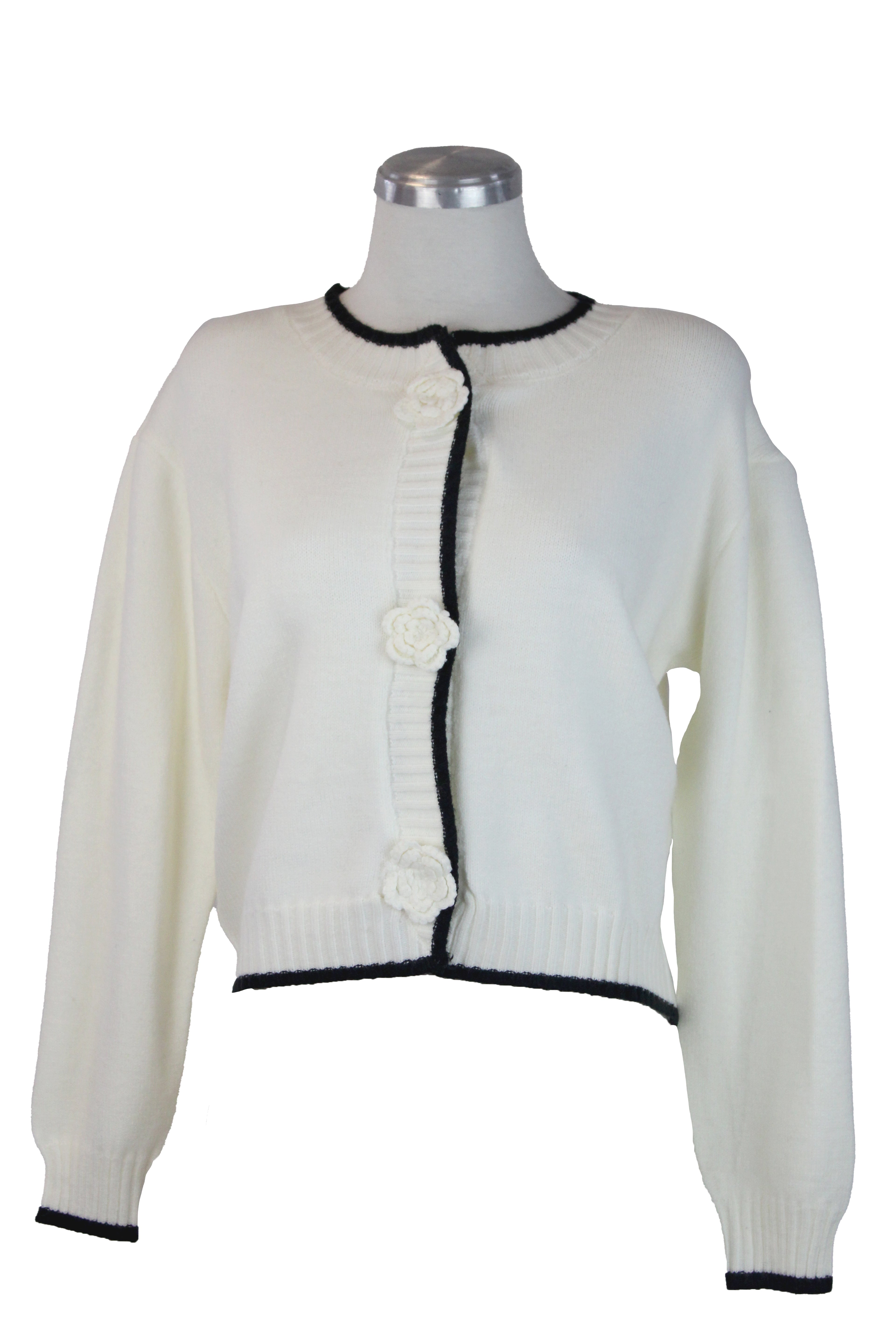 MKN-24222 Suéter tipo Chaleco Flores Bordadas