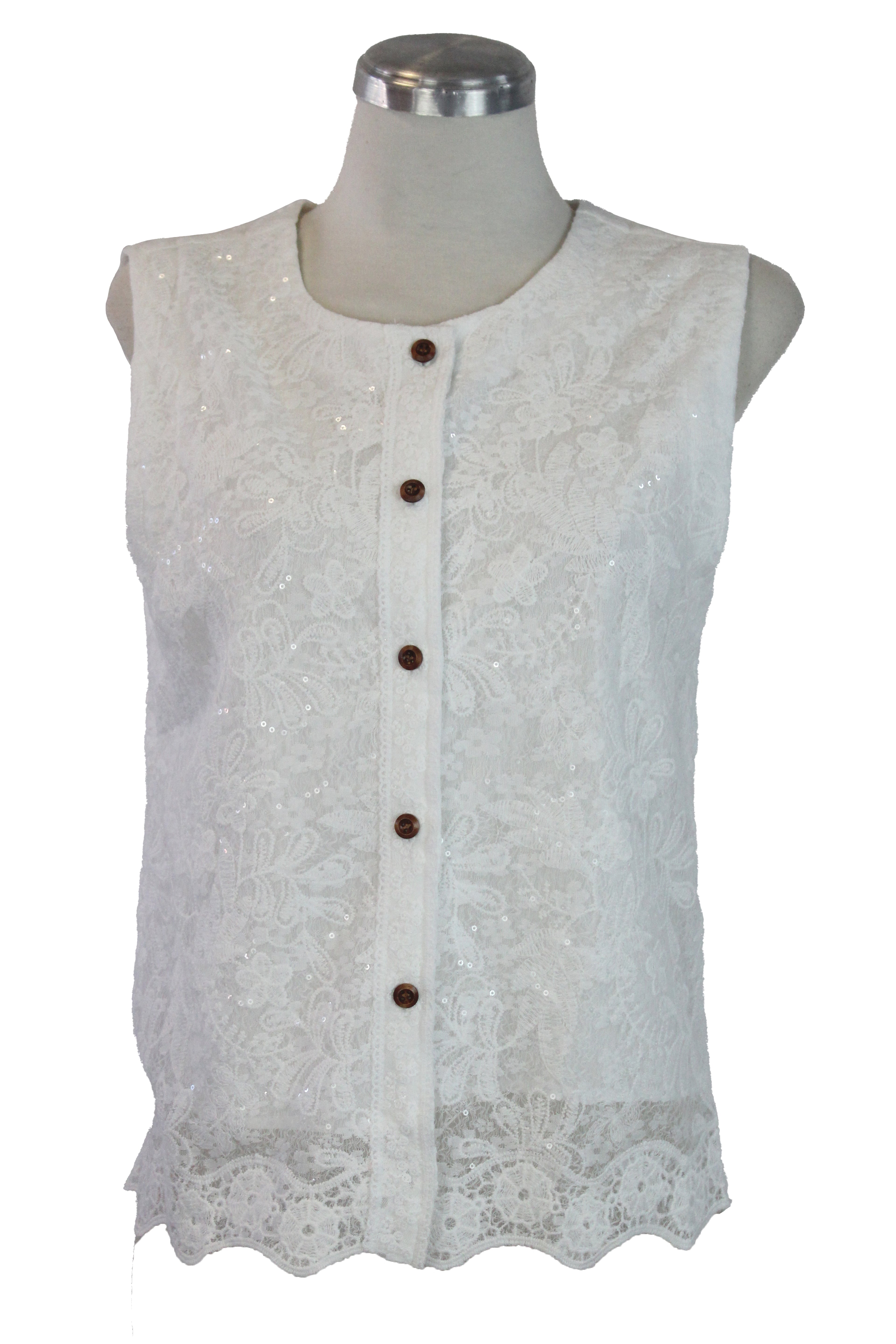 067-XMY25 Blusa Sin Mangas Bordado de Flores Y Lentejuelas