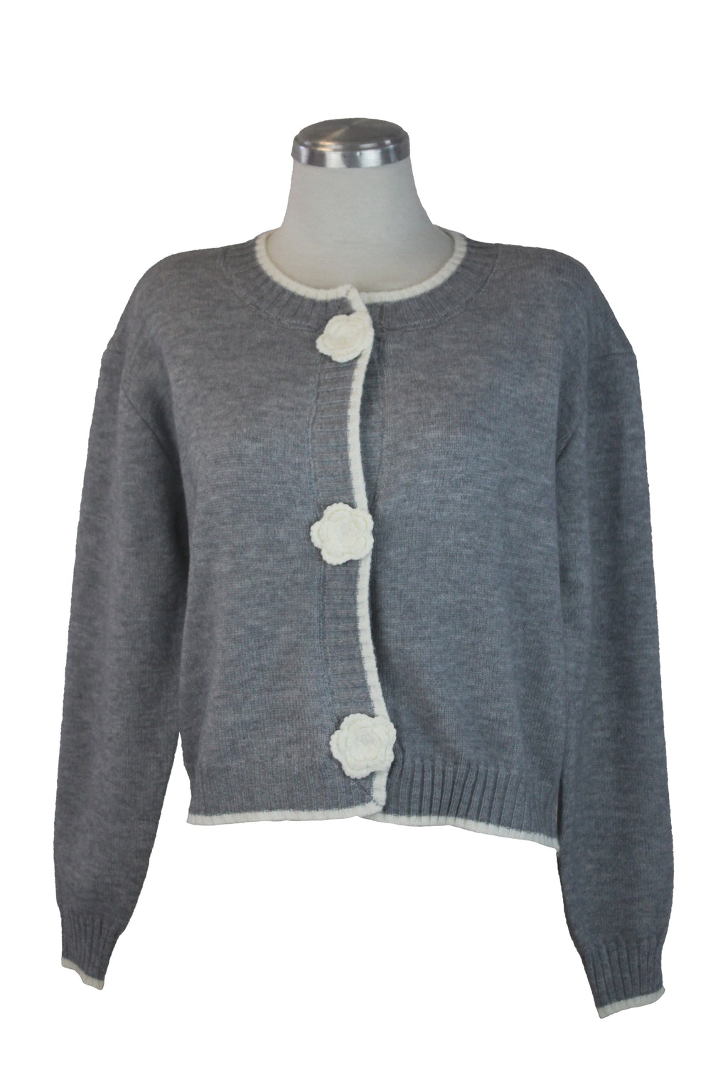 MKN-24222 Suéter tipo Chaleco Flores Bordadas