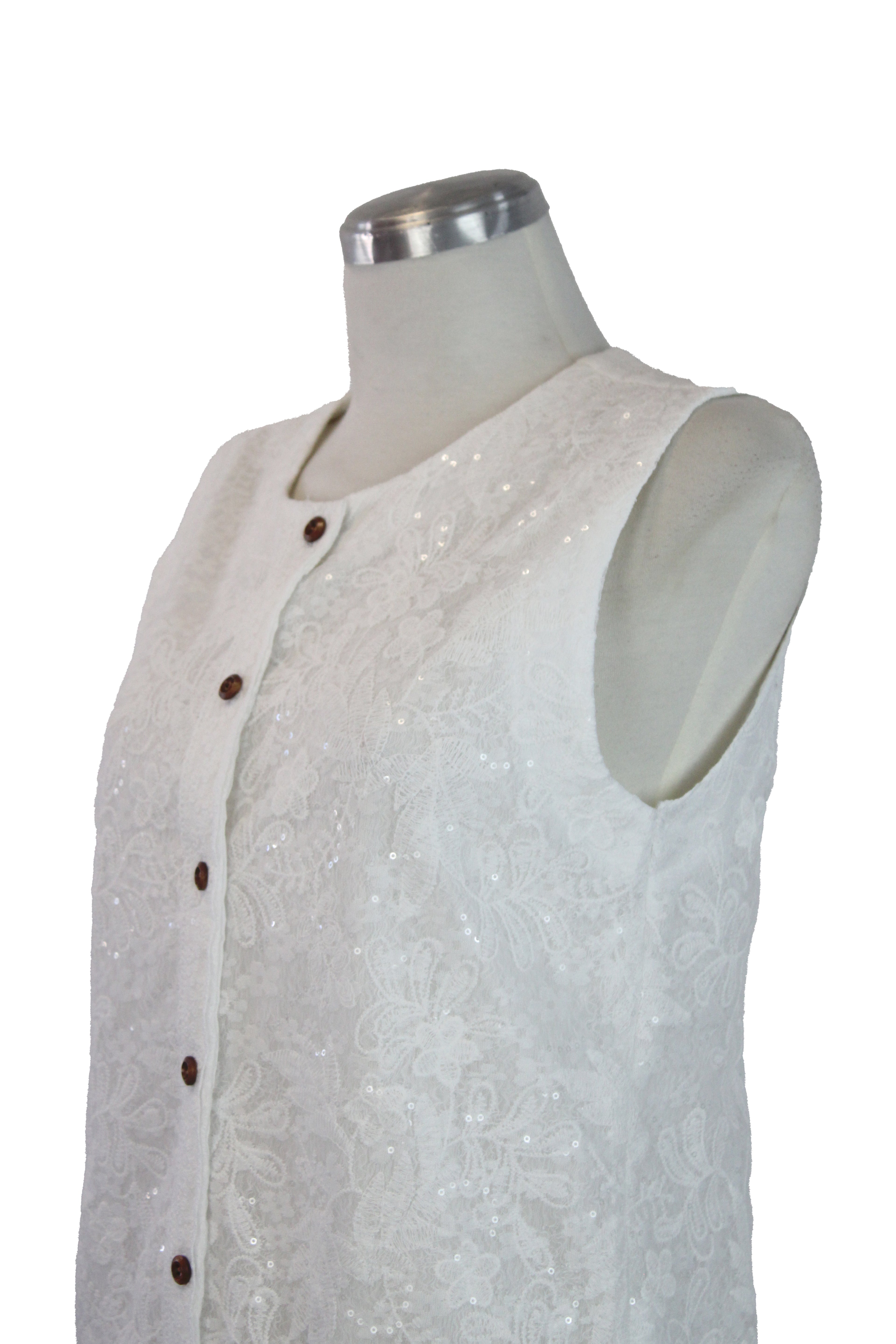 067-XMY25 Blusa Sin Mangas Bordado de Flores Y Lentejuelas