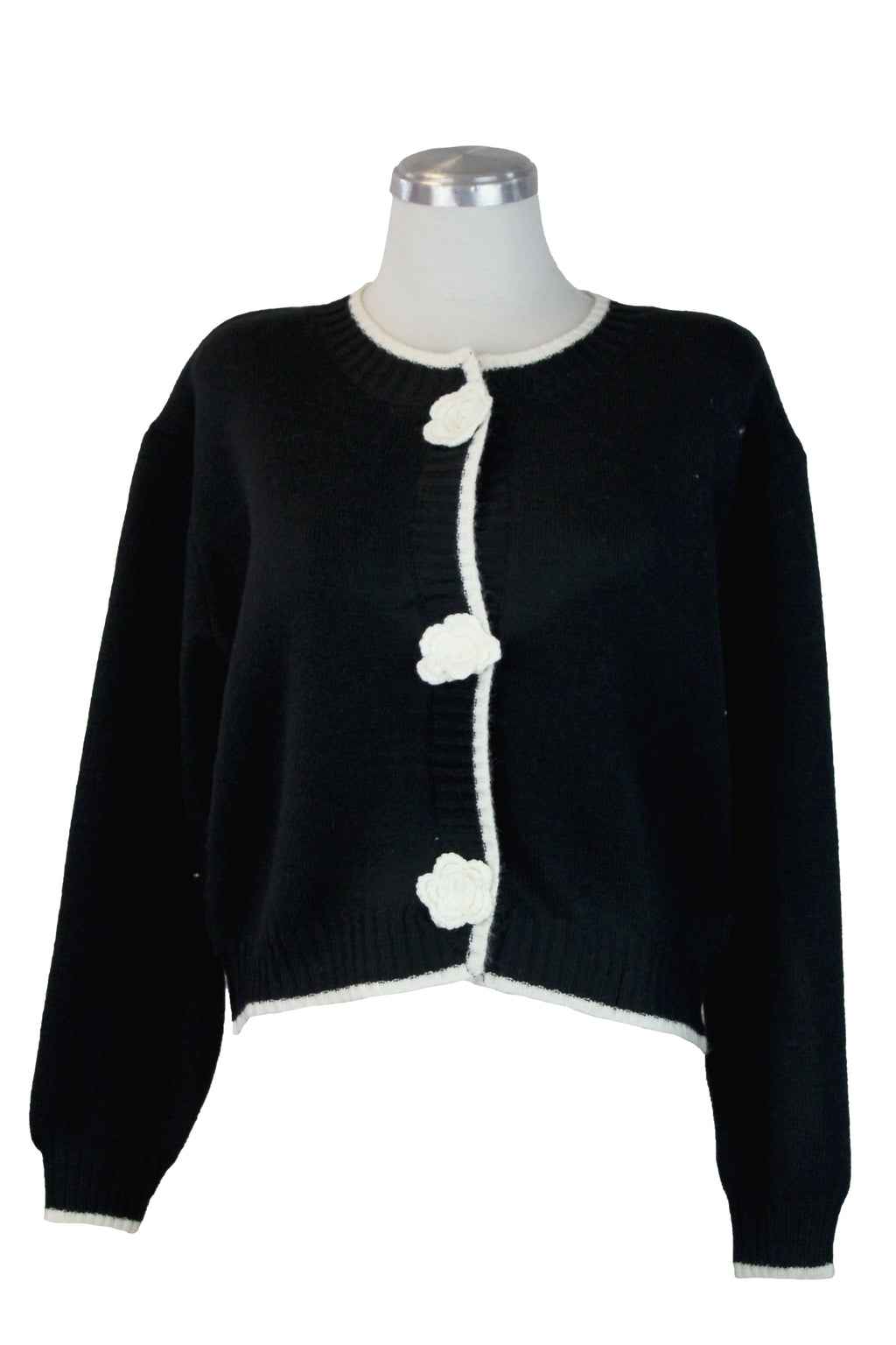 MKN-24222 Suéter tipo Chaleco Flores Bordadas