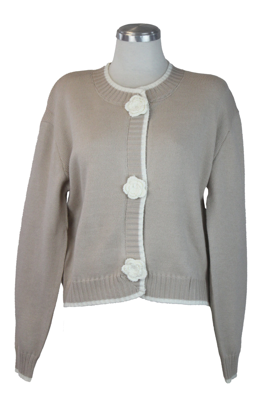 MKN-24222 Suéter tipo Chaleco Flores Bordadas