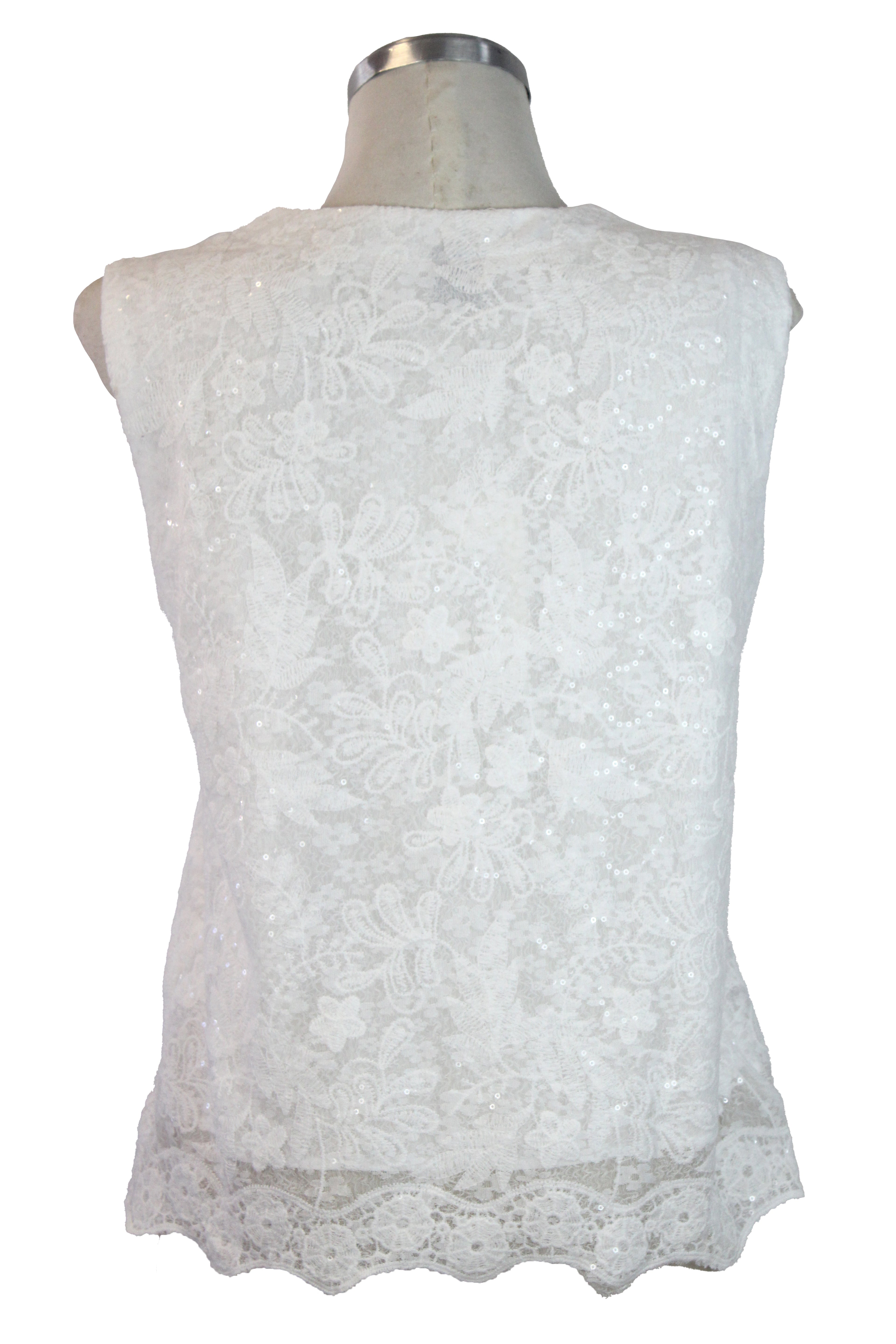 067-XMY25 Blusa Sin Mangas Bordado de Flores Y Lentejuelas