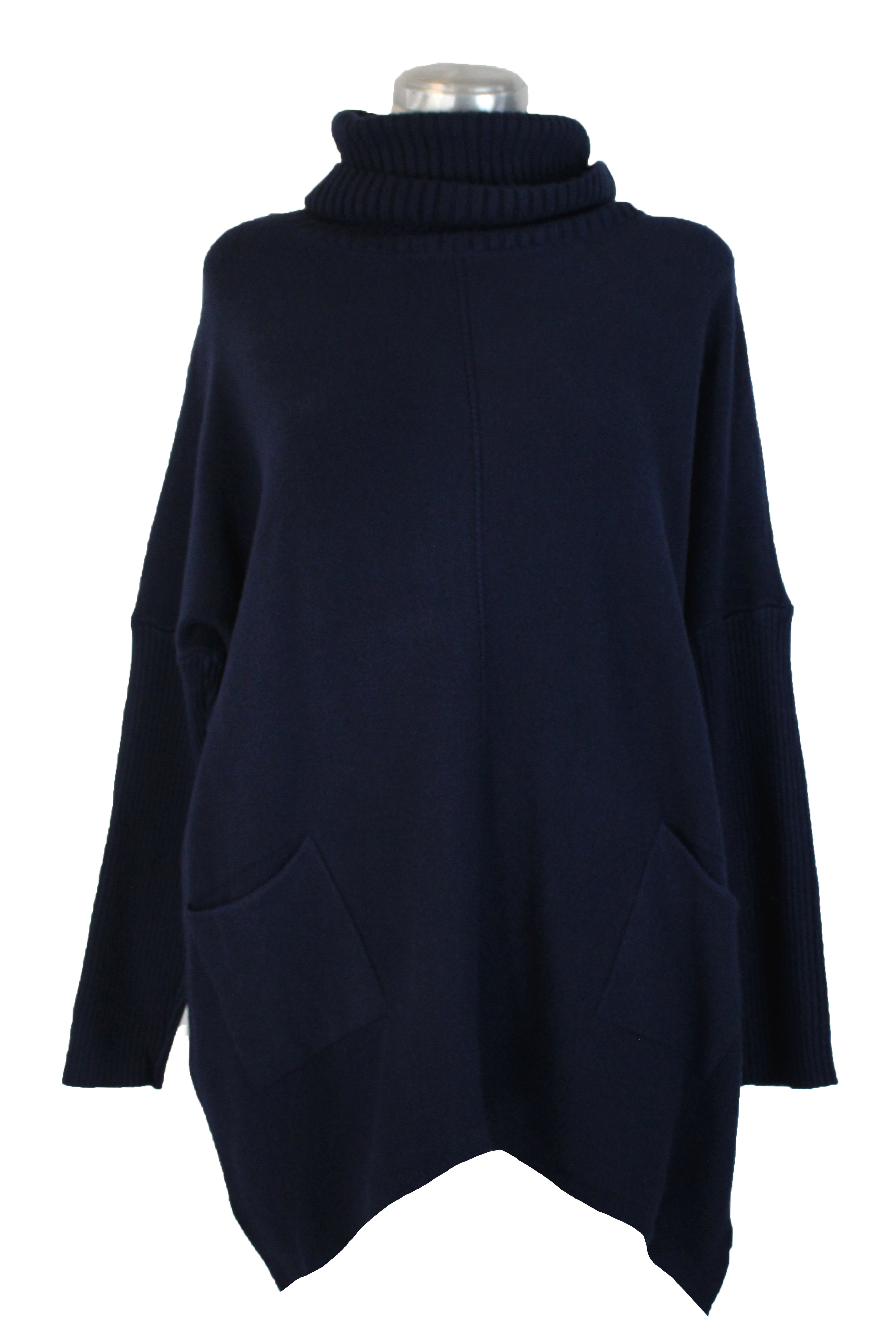 OJ-2735 Maxi Suéter Liso Cuello de Tortuga