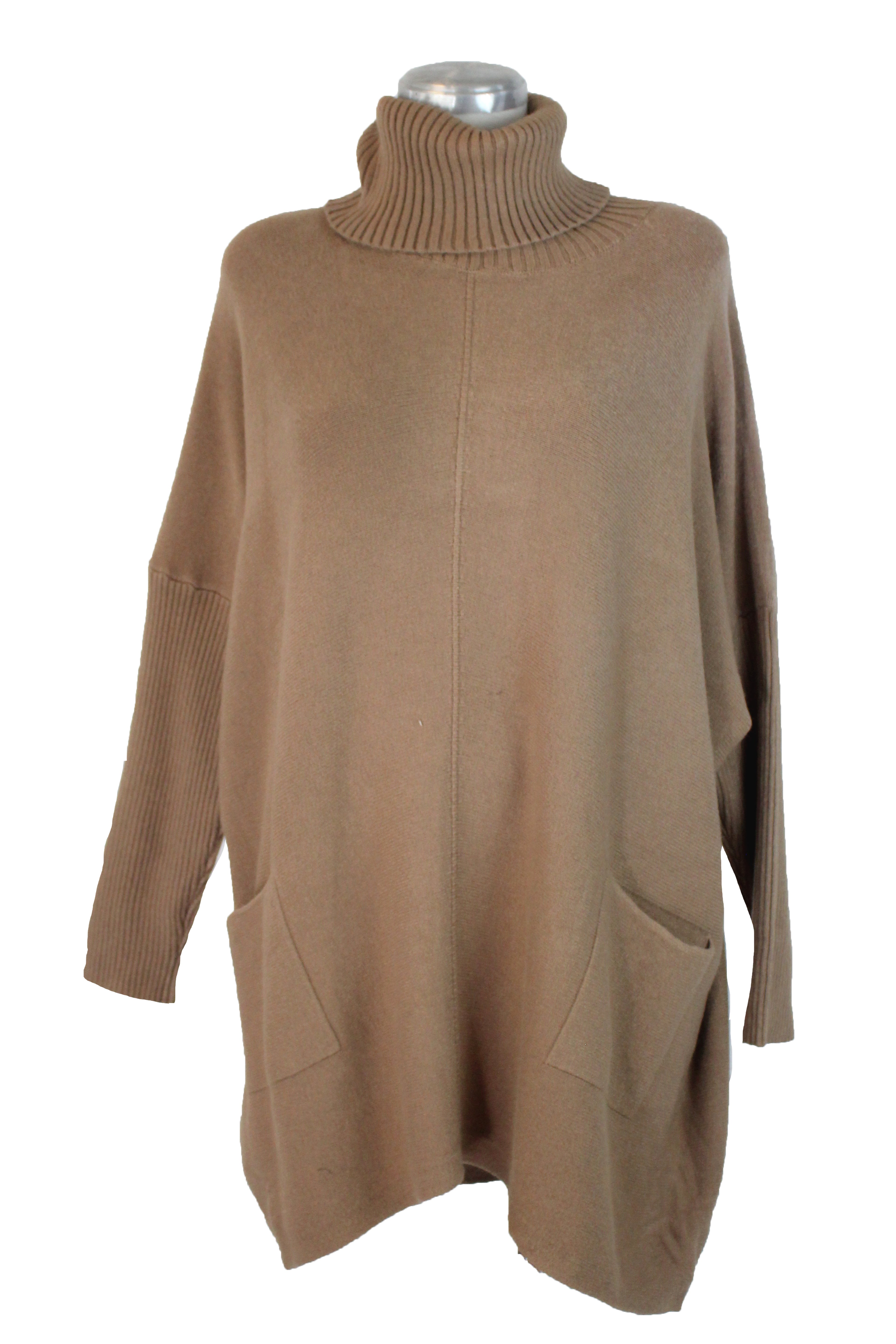 OJ-2735 Maxi Suéter Liso Cuello de Tortuga