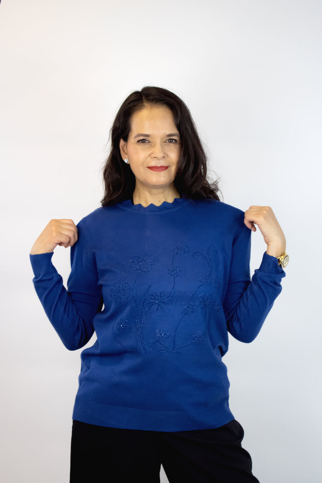 AF23773 Suéter Manga Larga Flores de Piedras