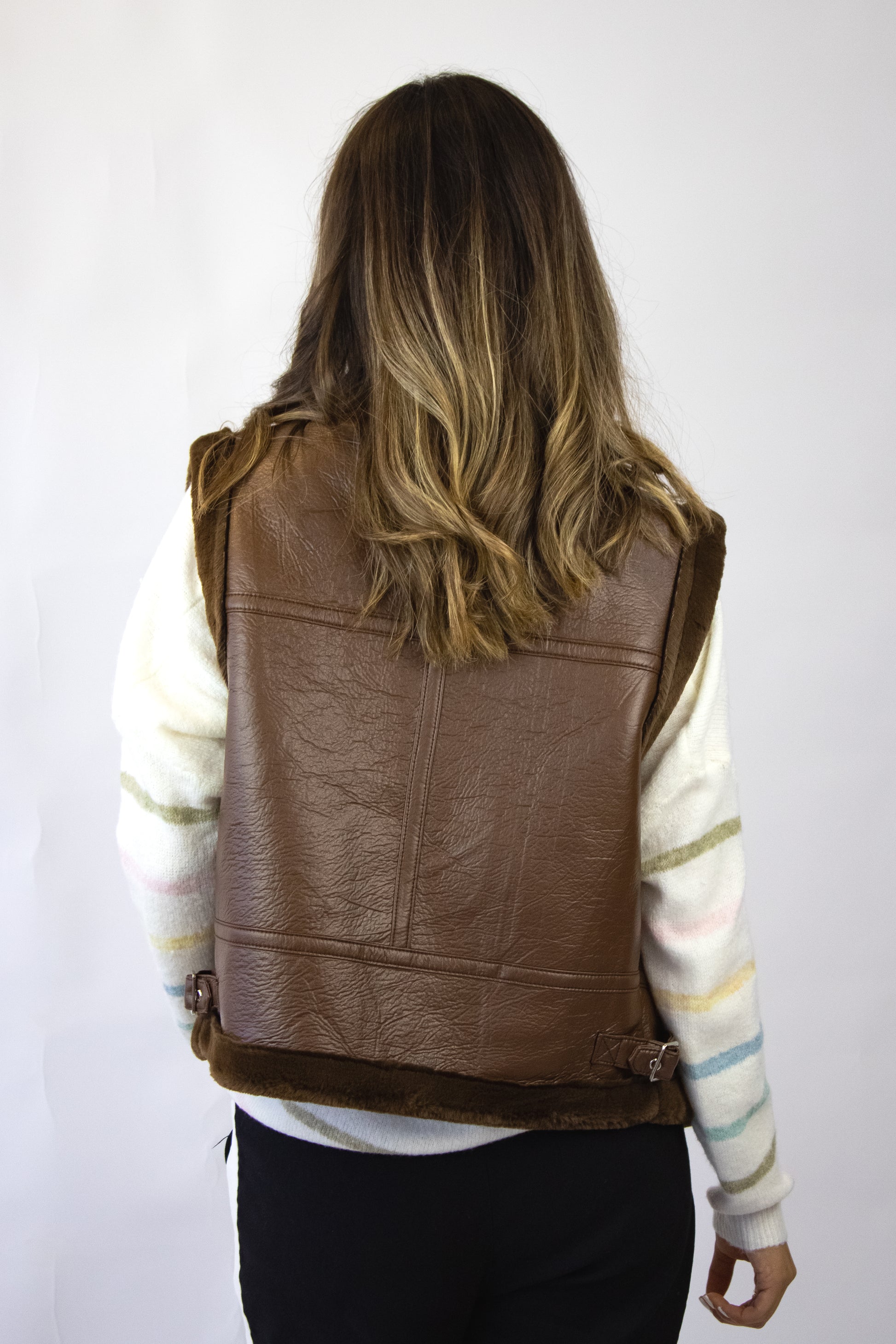 7726 Chaleco Con Zipper Bordes Afelpados