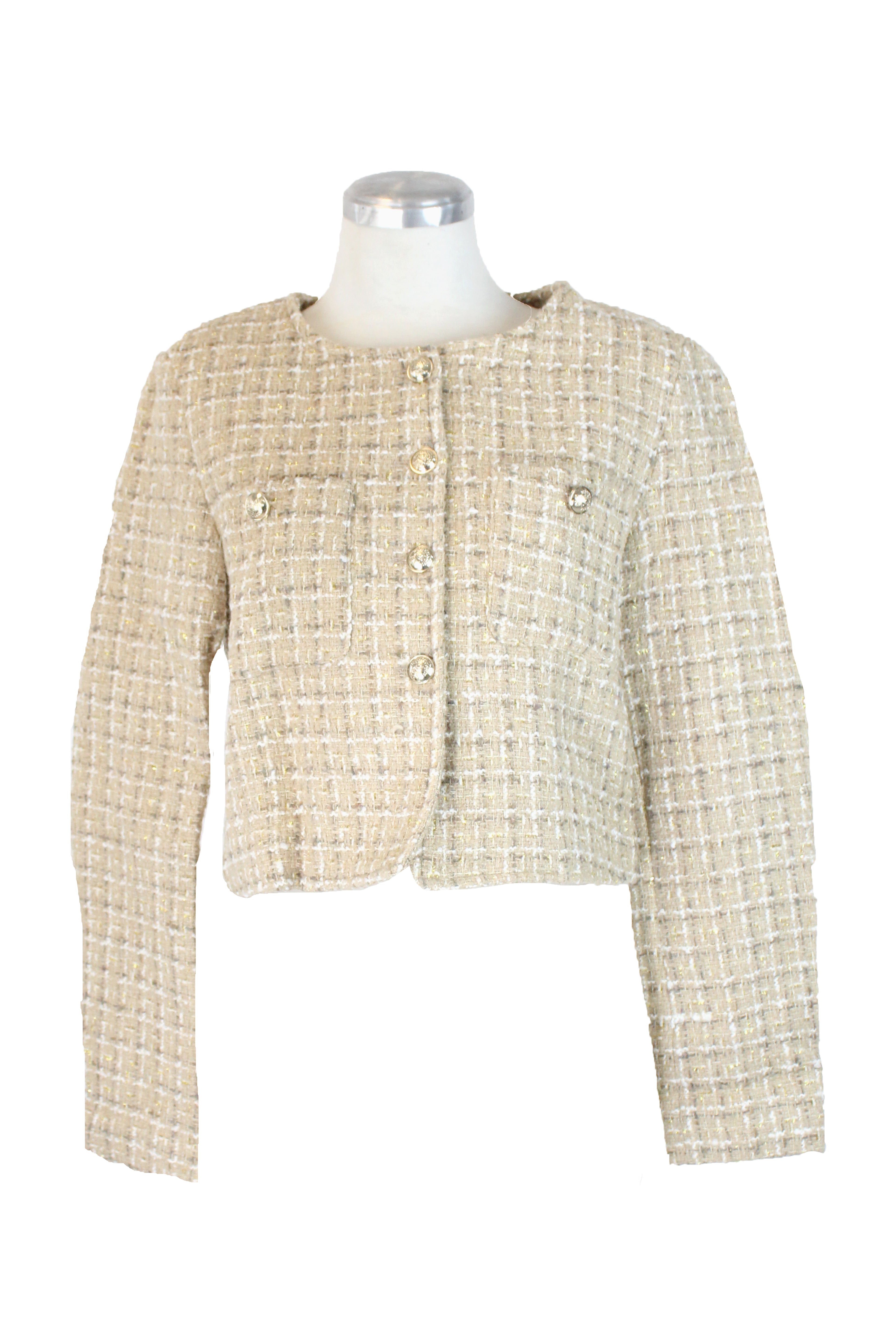 7011 Chaleco Corto Tipo Chanel Botones Grabados