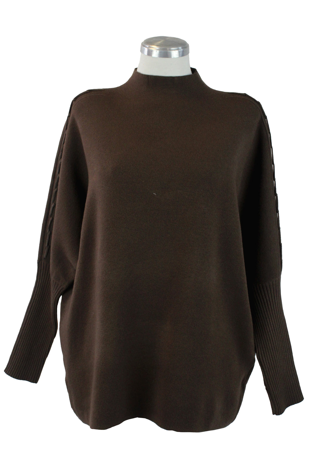 OJ-2763 Suéter Tejido y Tiras con Nudos en Mangas