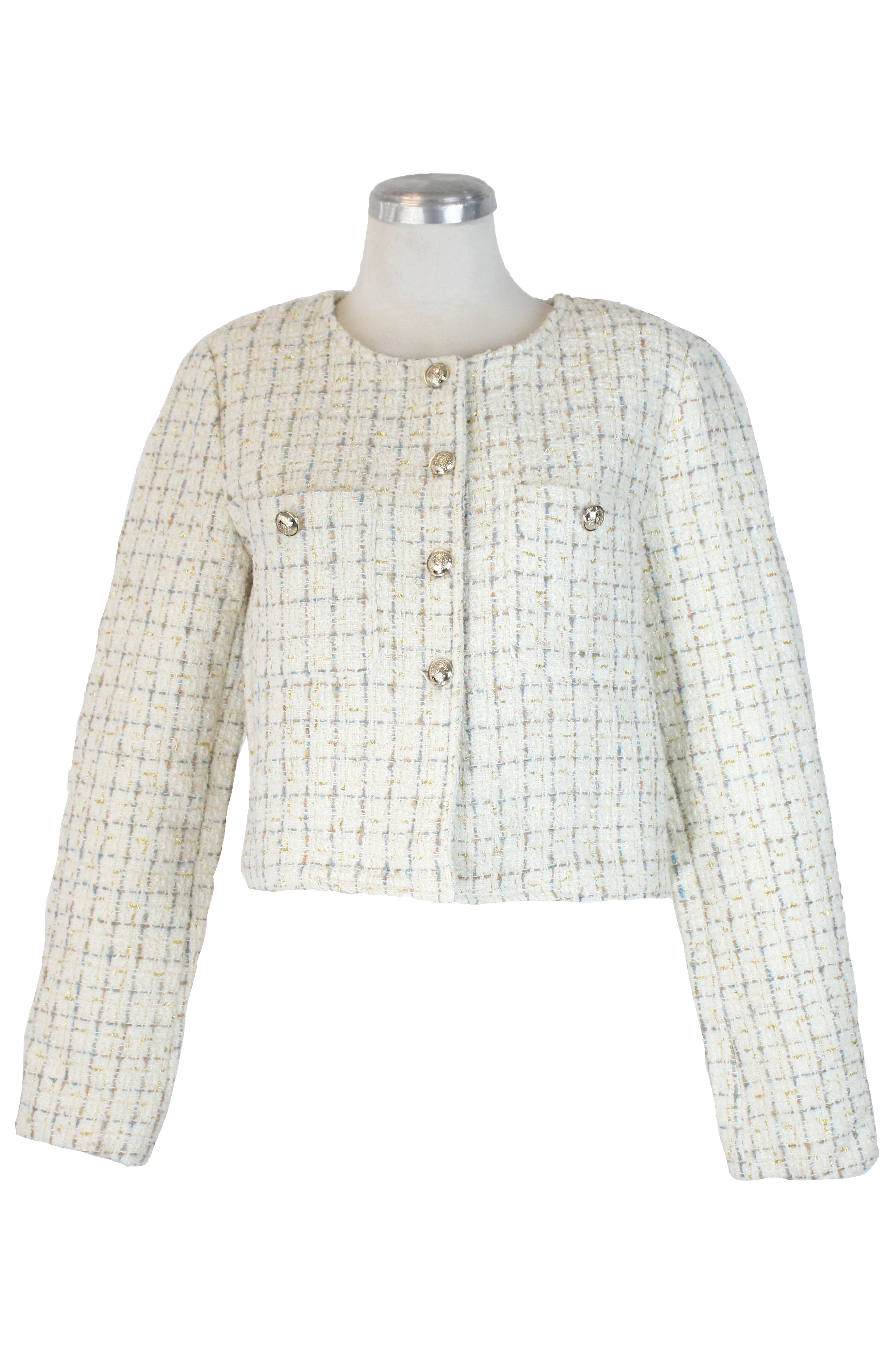 7011 Chaleco Corto Tipo Chanel Botones Grabados