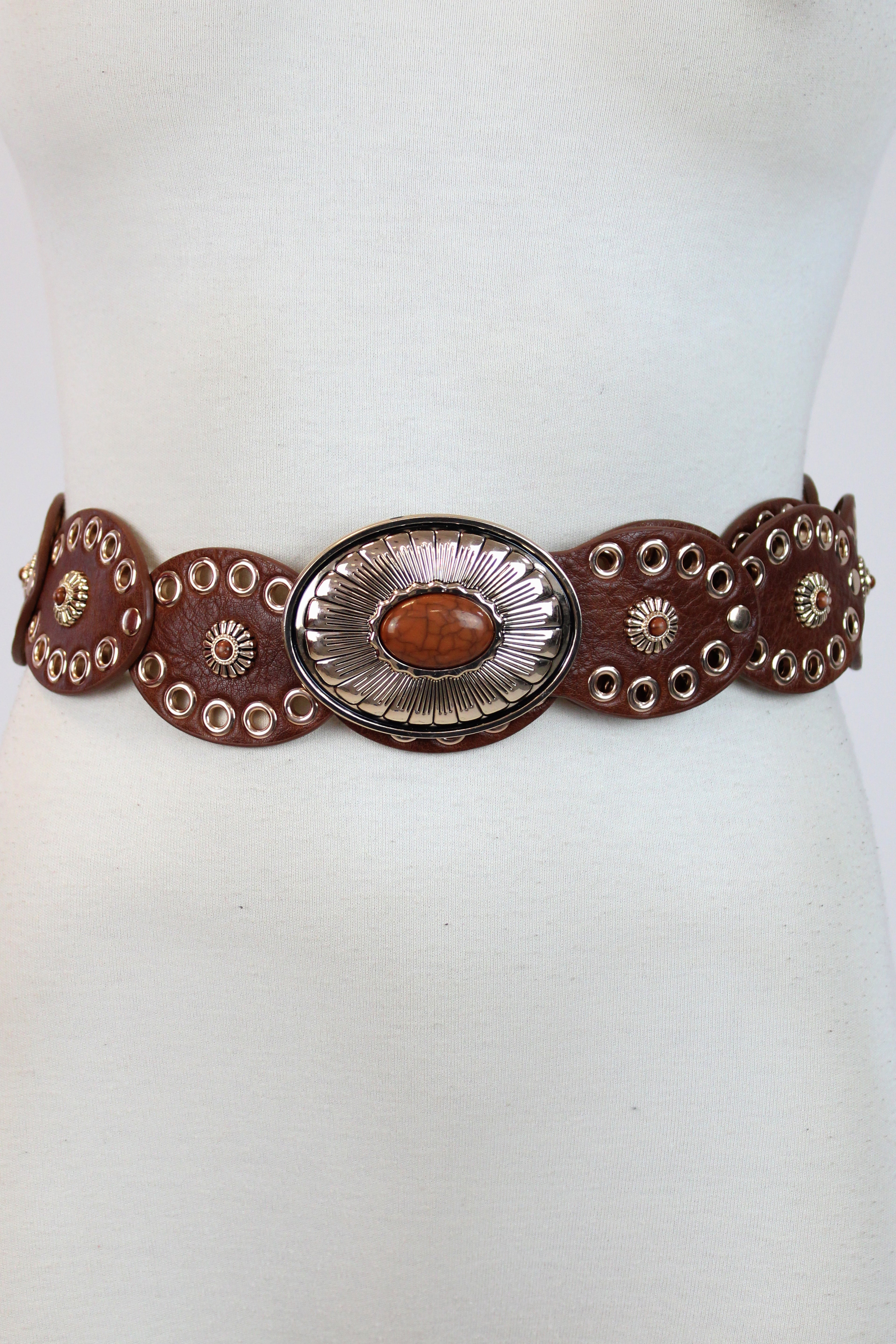 249 Cinto Discos Ovalados con Estoperoles Flor al Centro