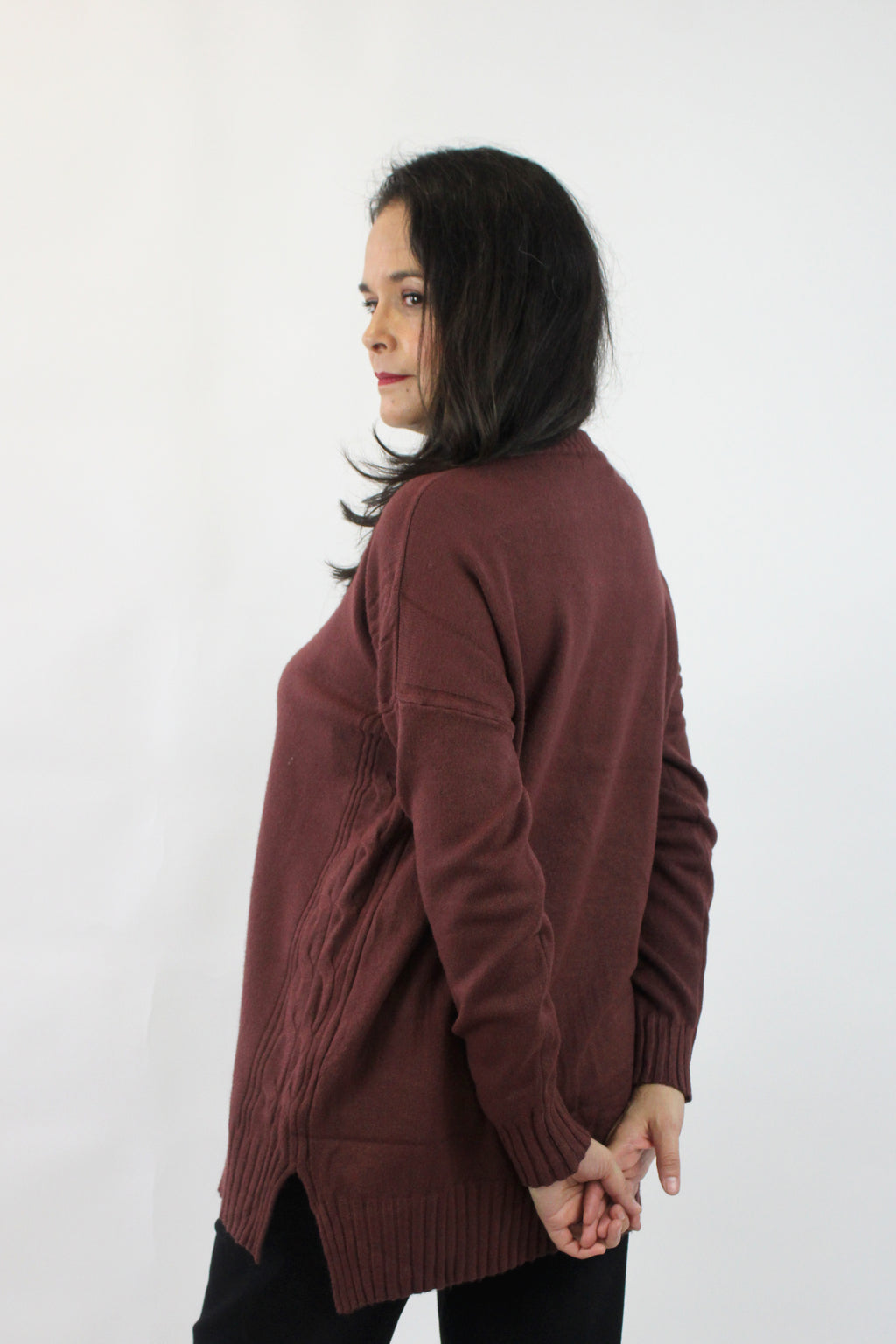 3238 Suéter Tejido y Doble Trenza a los Costados