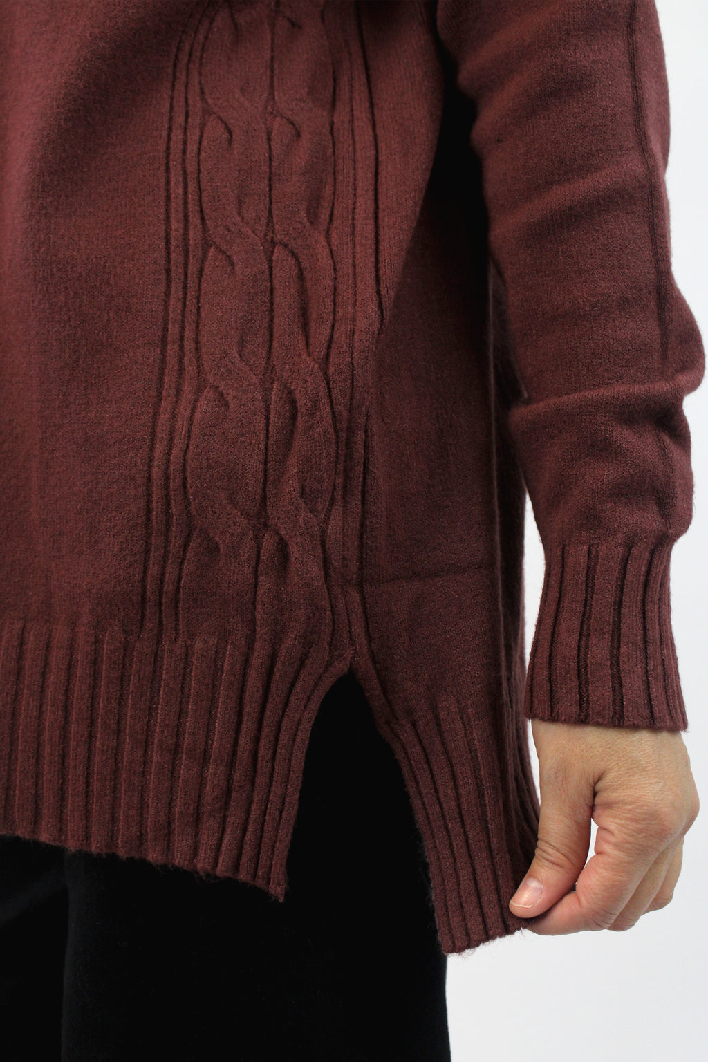 3238 Suéter Tejido y Doble Trenza a los Costados