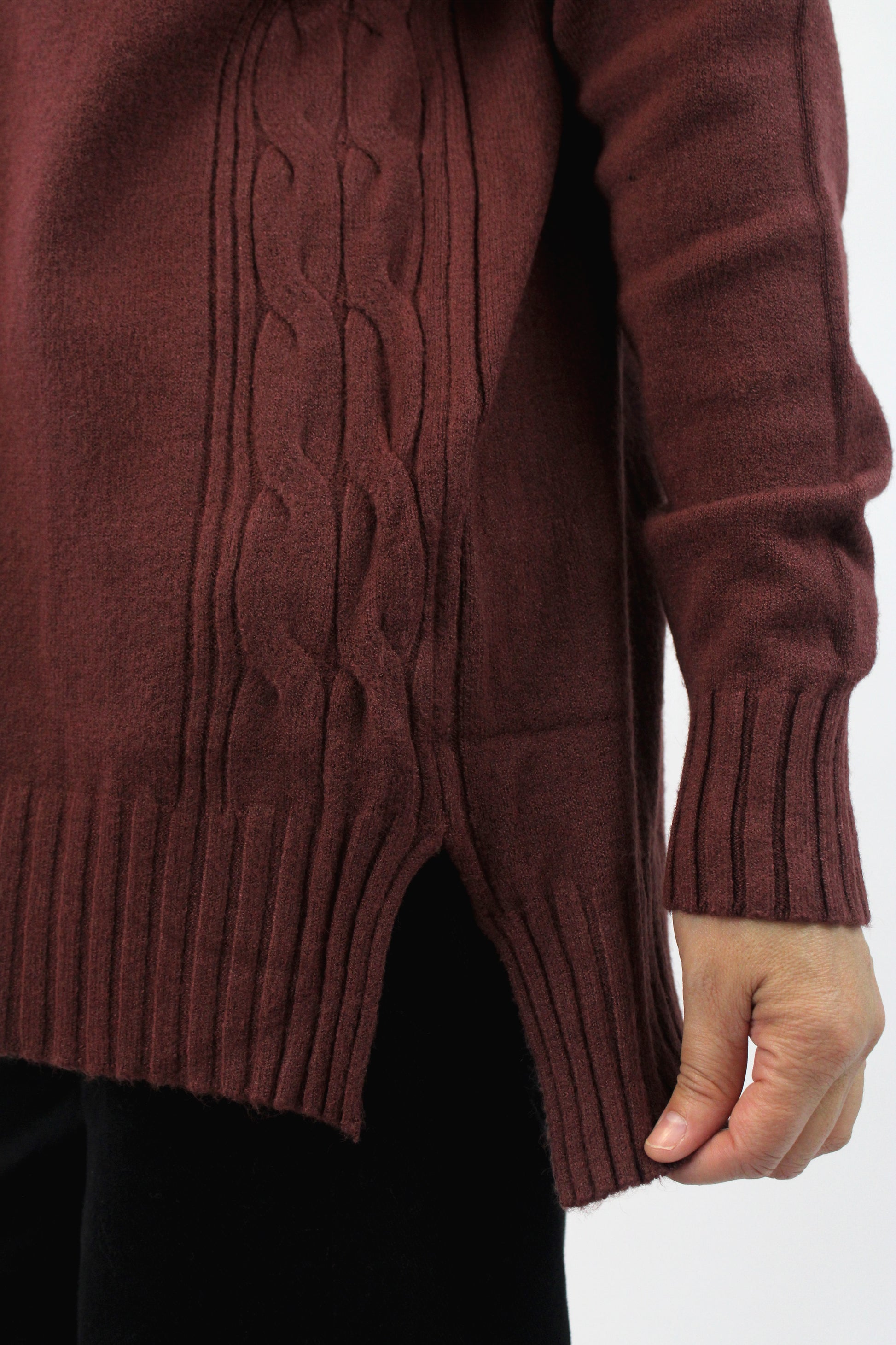 3238 Suéter Tejido y Doble Trenza a los Costados