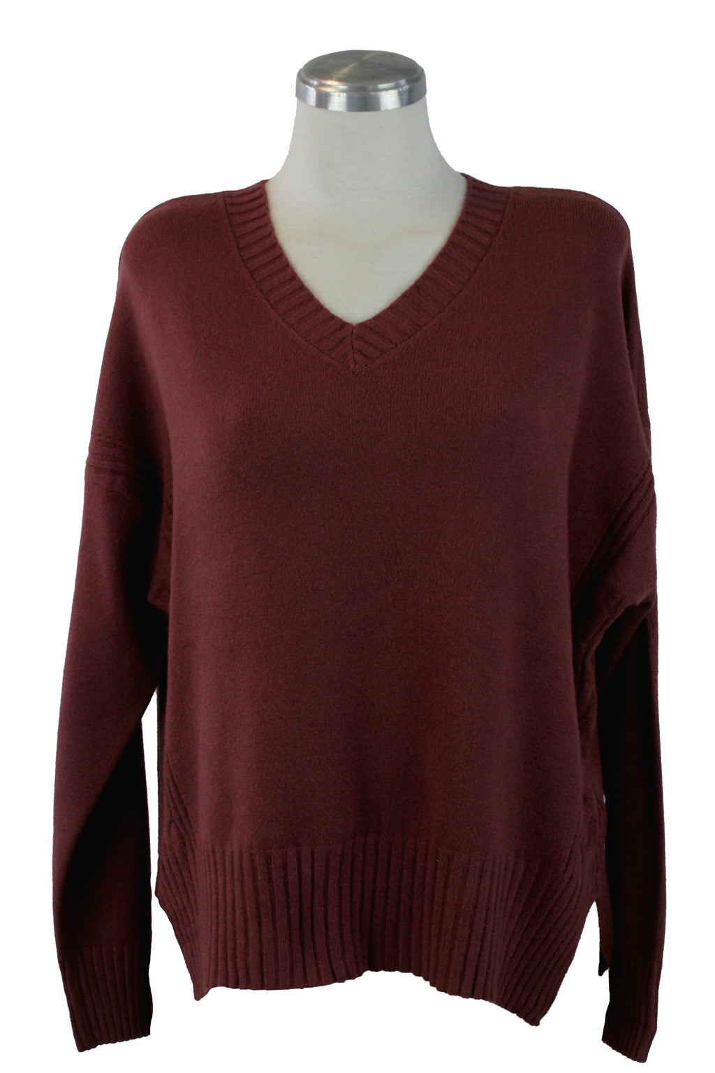 1275 Suéter Tejido Cuello V Trenza a los Costados