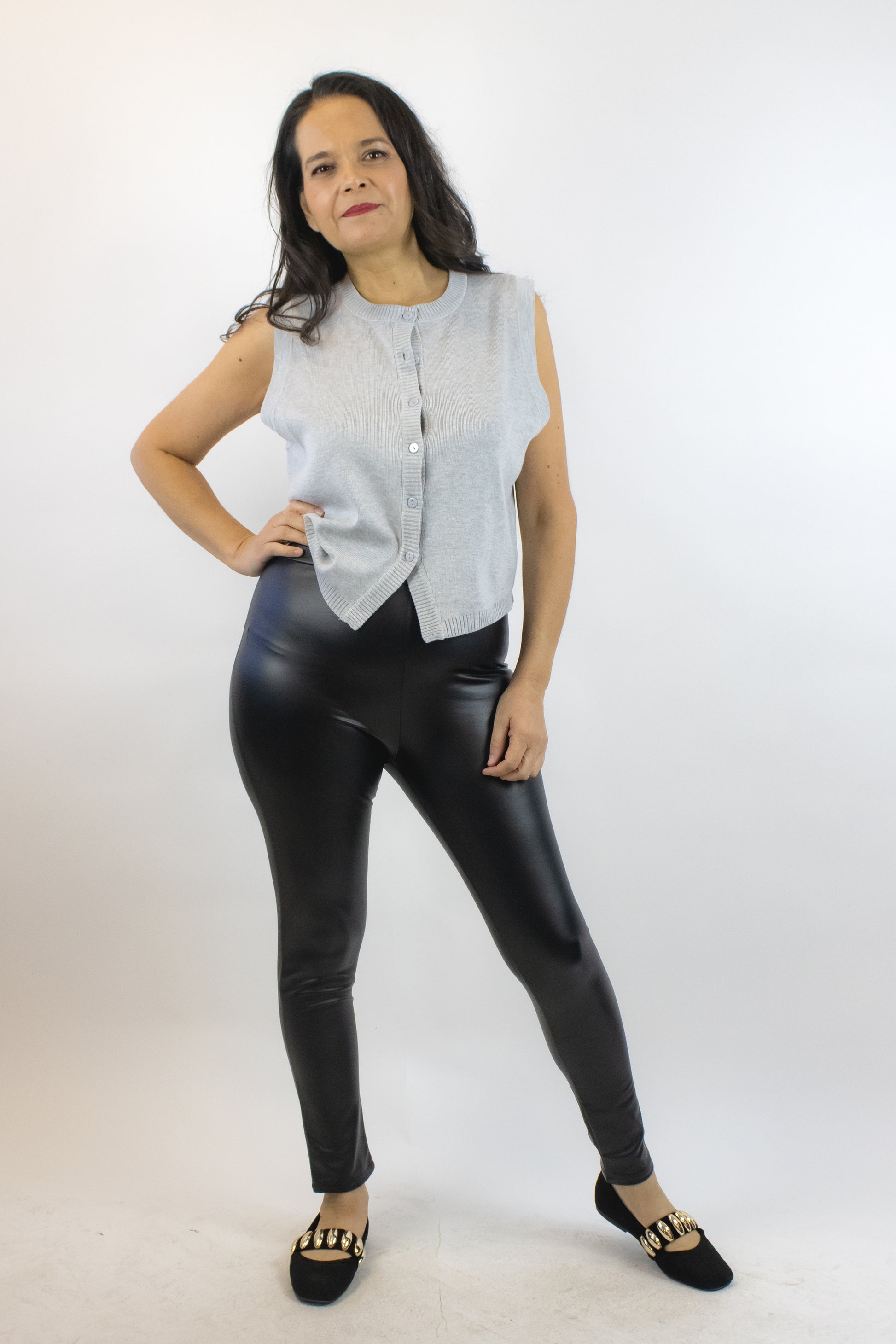 22284 Pantalón Semi Recto Vinipiel con Elástico