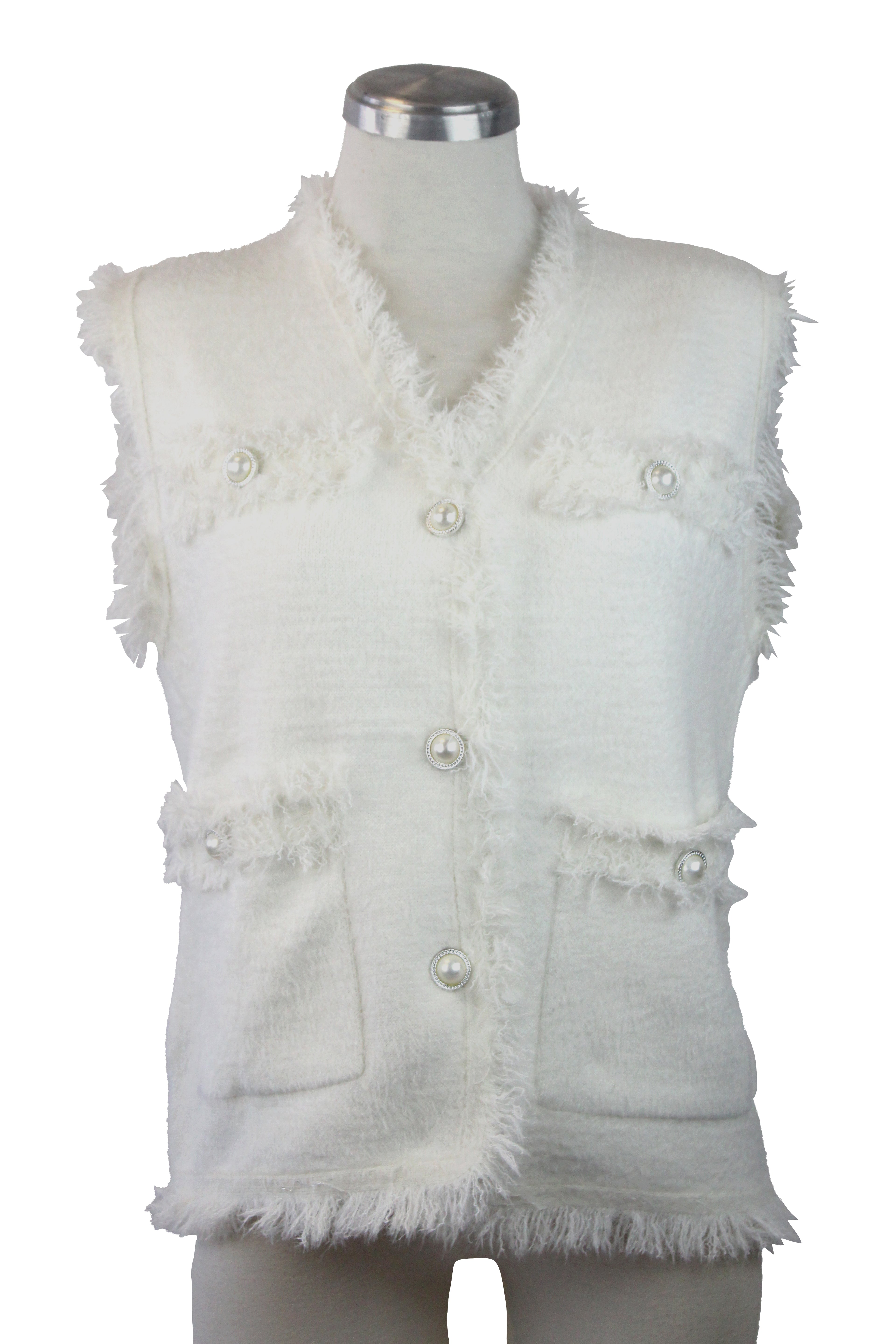 6301 Chaleco Afelpado Botón Aperlado