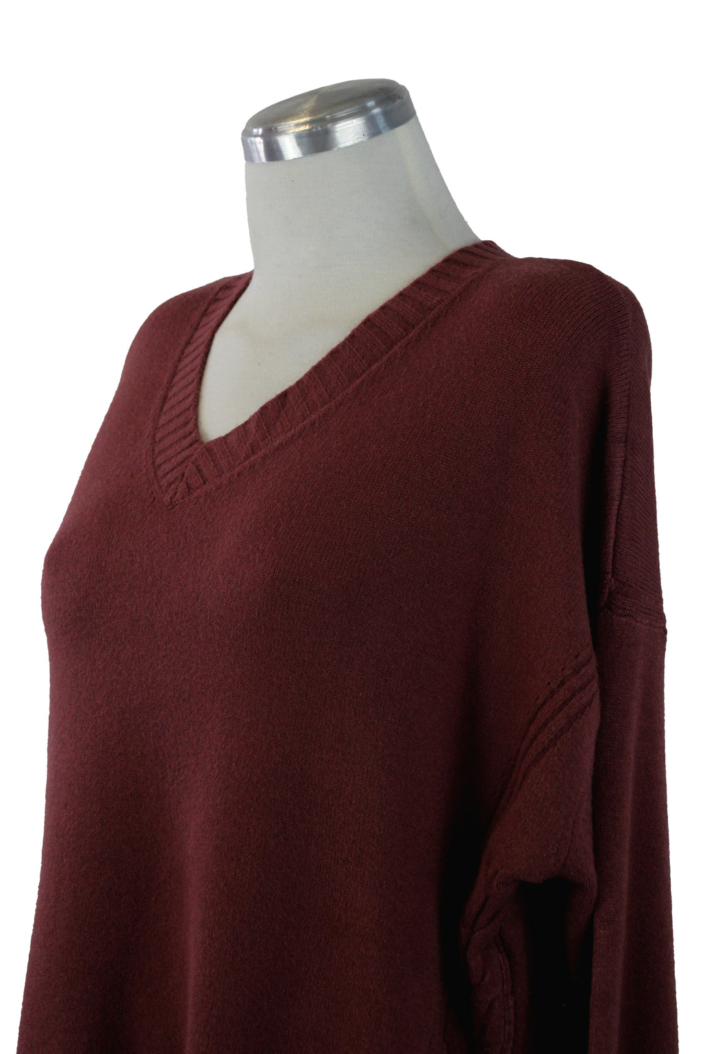 1275 Suéter Tejido Cuello V Trenza a los Costados