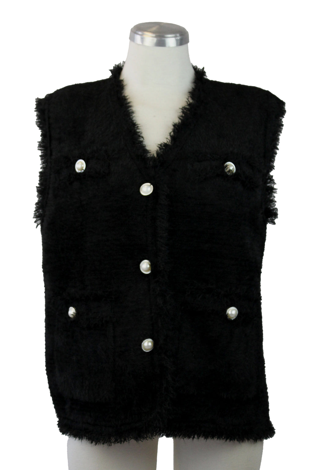 6301 Chaleco Afelpado Botón Aperlado