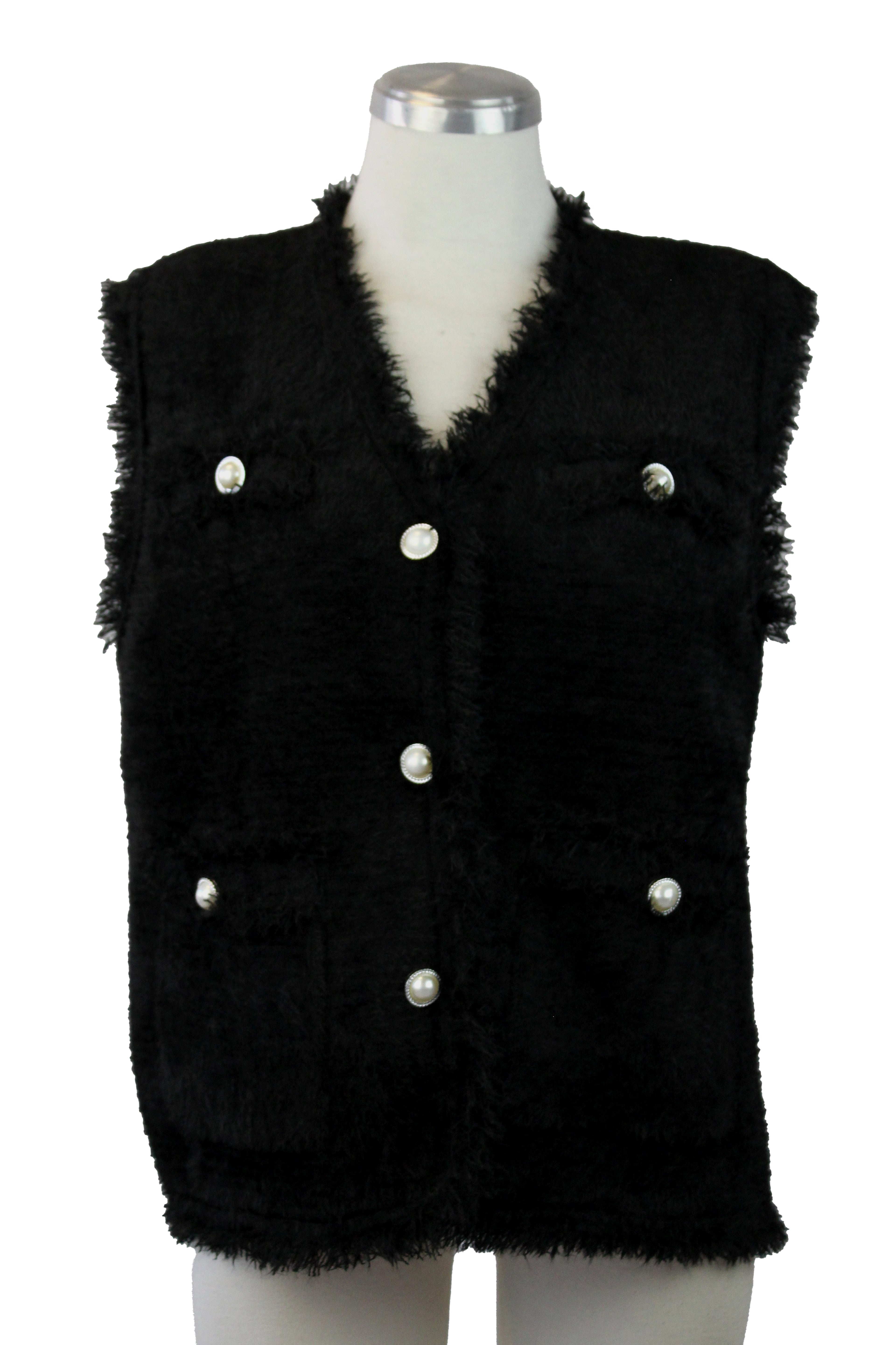 6301 Chaleco Afelpado Botón Aperlado