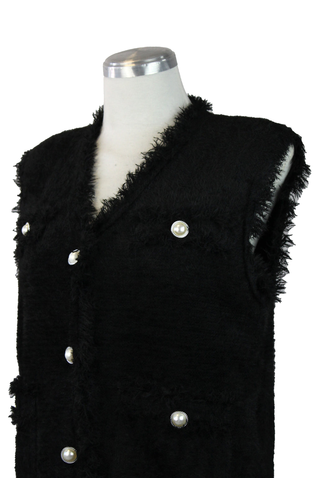 6301 Chaleco Afelpado Botón Aperlado