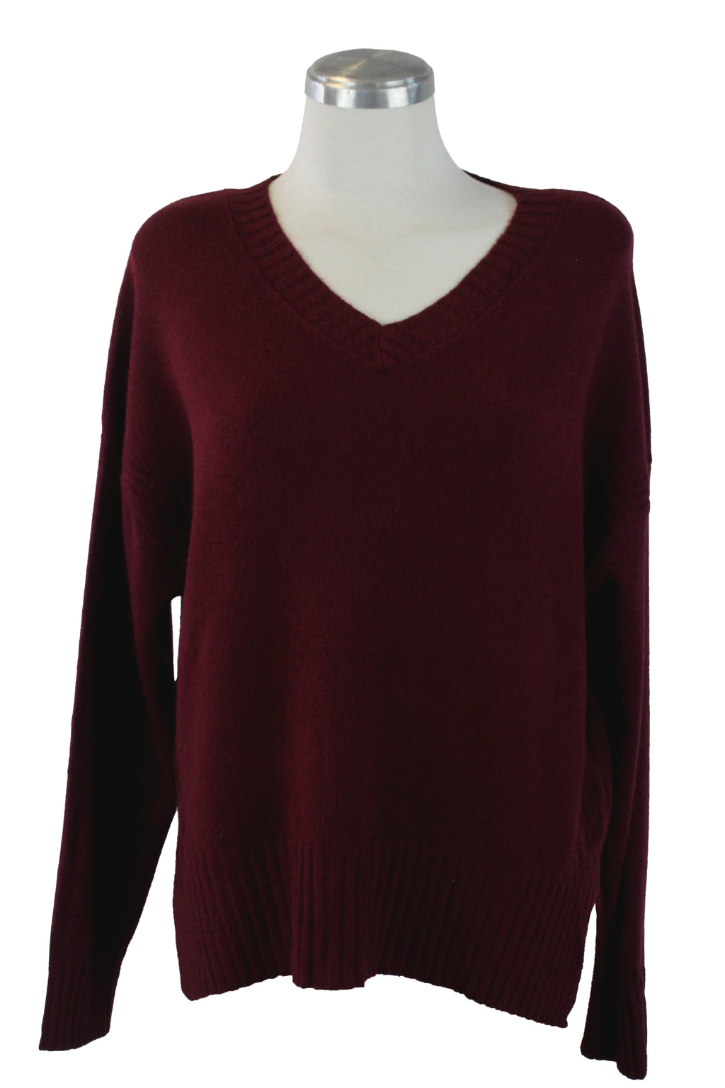 1275 Suéter Tejido Cuello V Trenza a los Costados