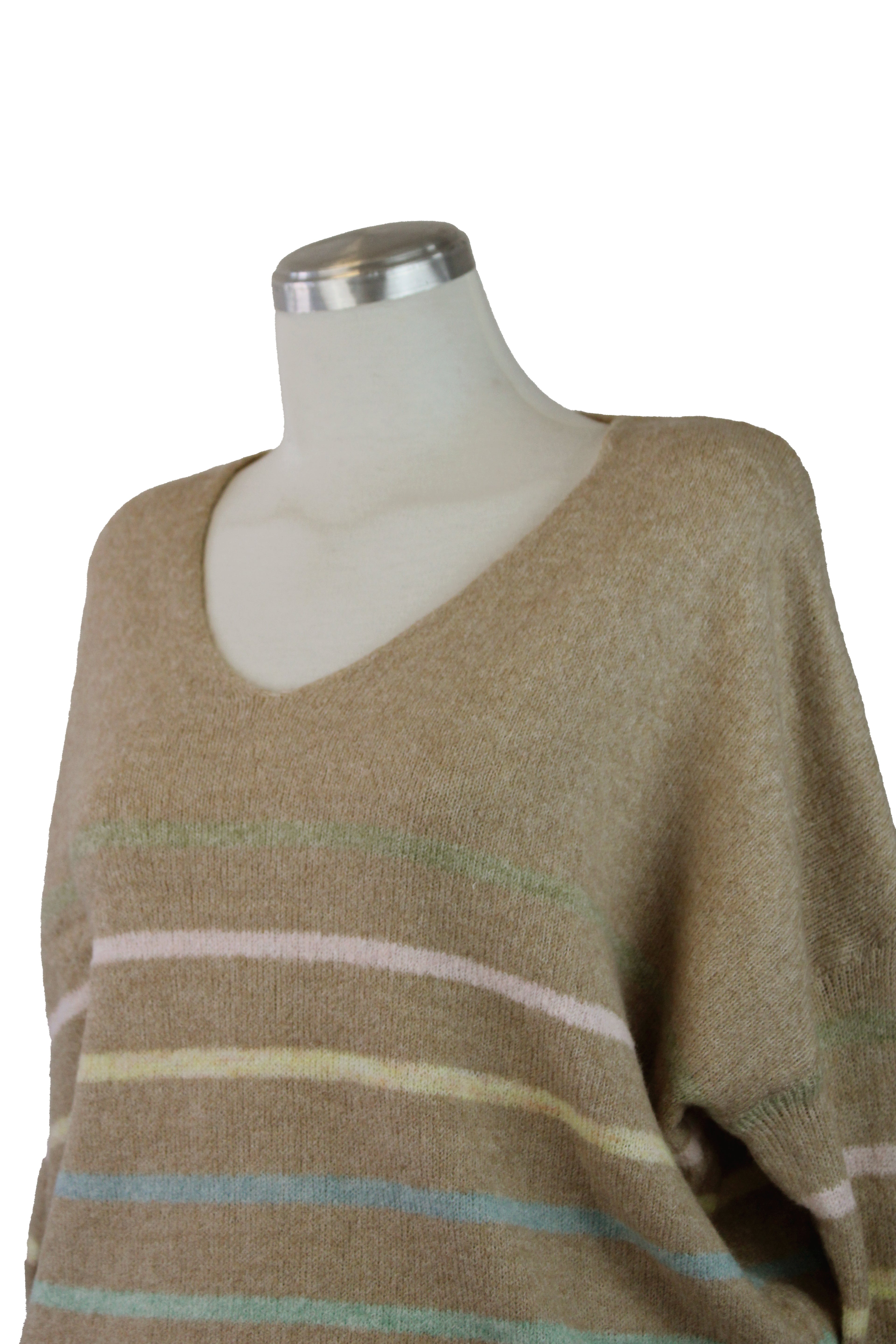 5003 Suéter Cuello V Líneas Colores