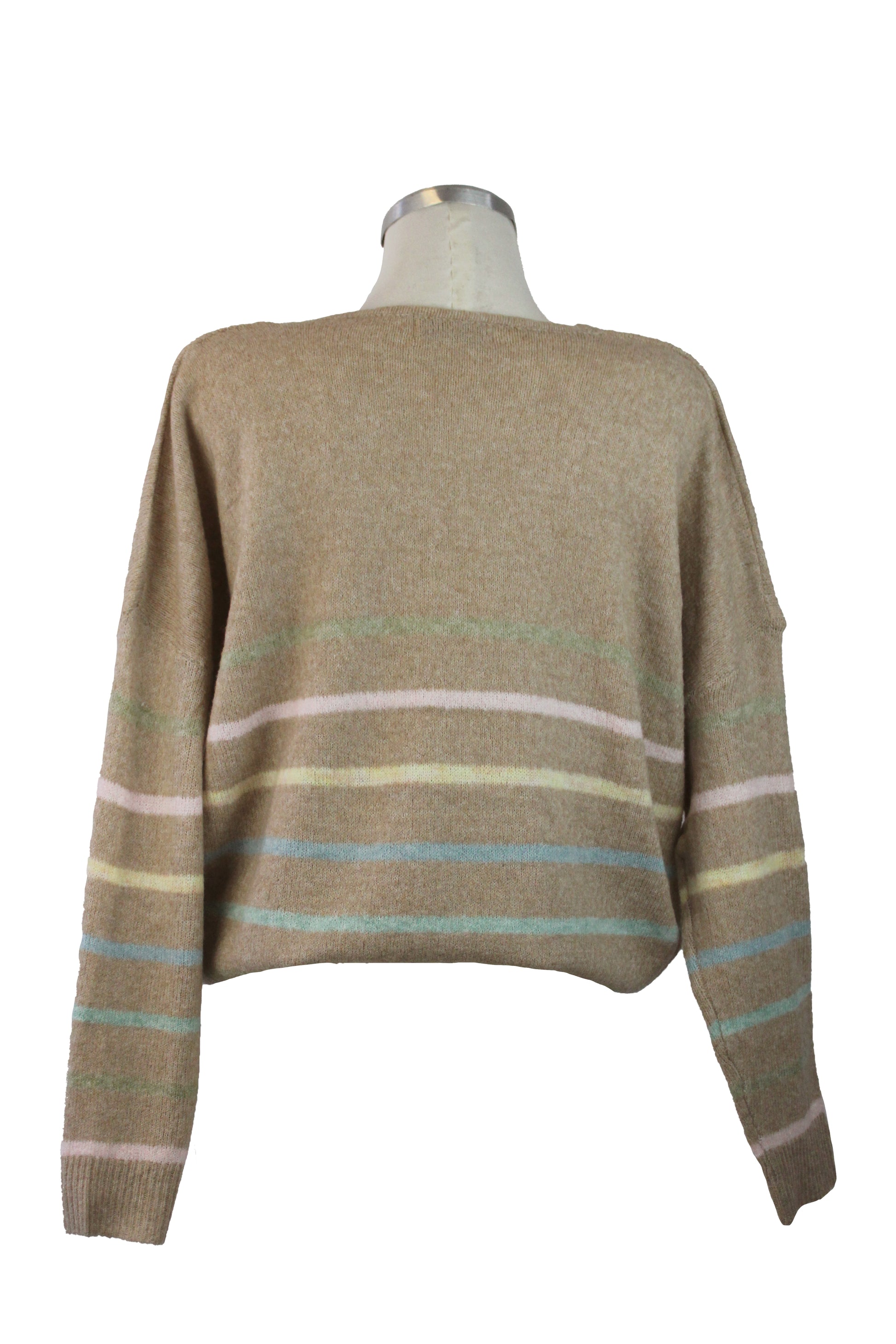 5003 Suéter Cuello V Líneas Colores