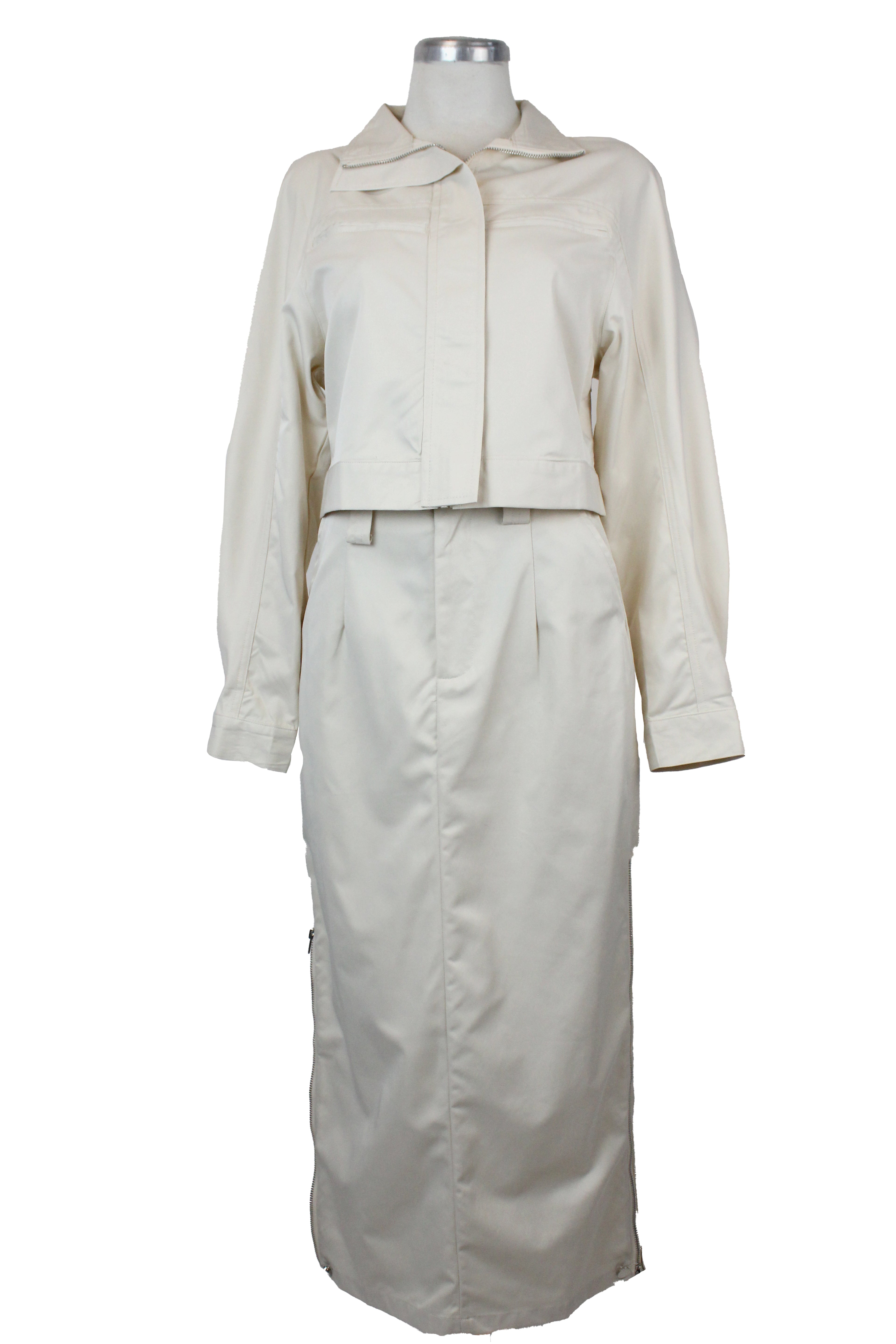 JQ-61145 Conjunto Falda y Chamarra con Bolsos Decorativos