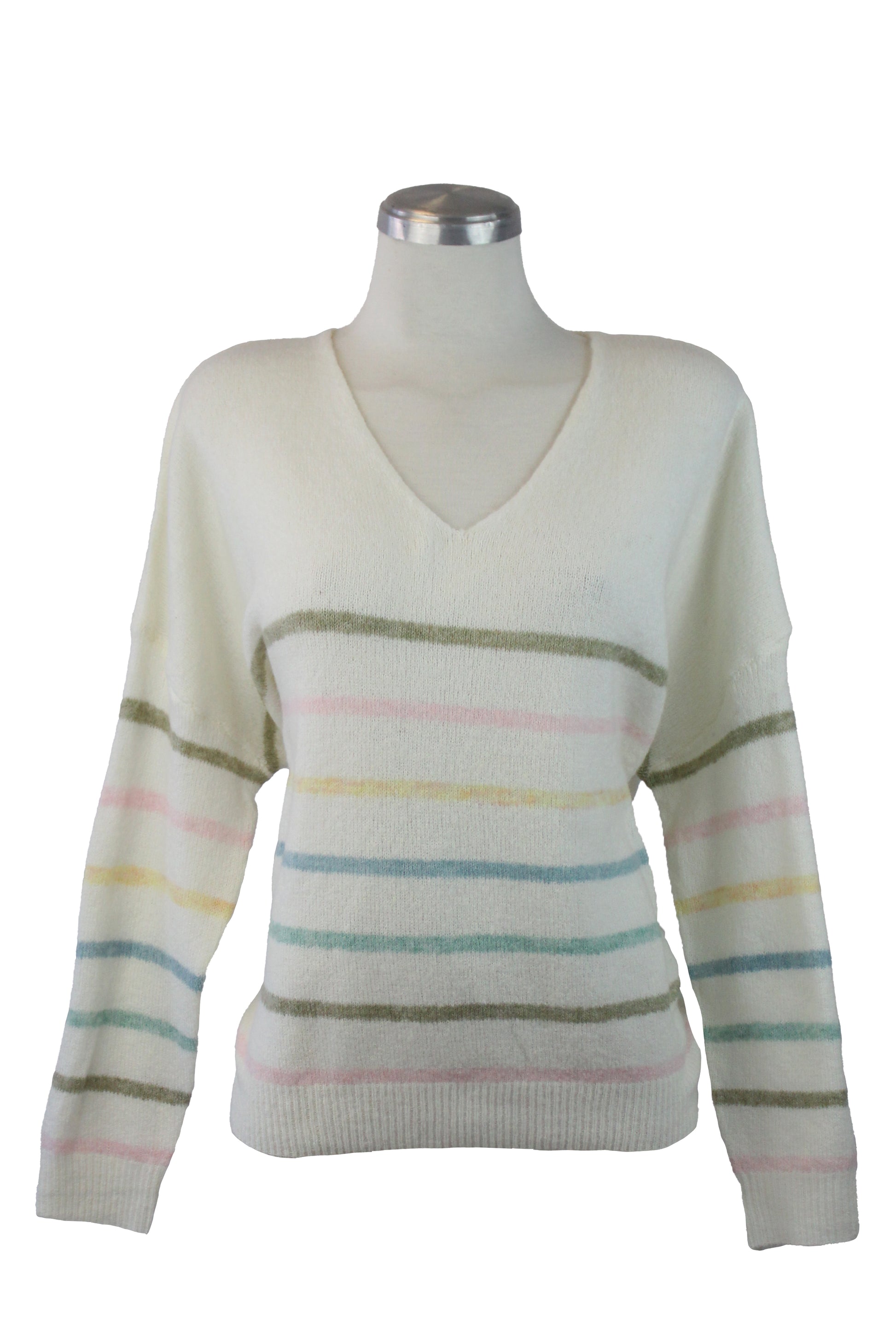 5003 Suéter Cuello V Líneas Colores