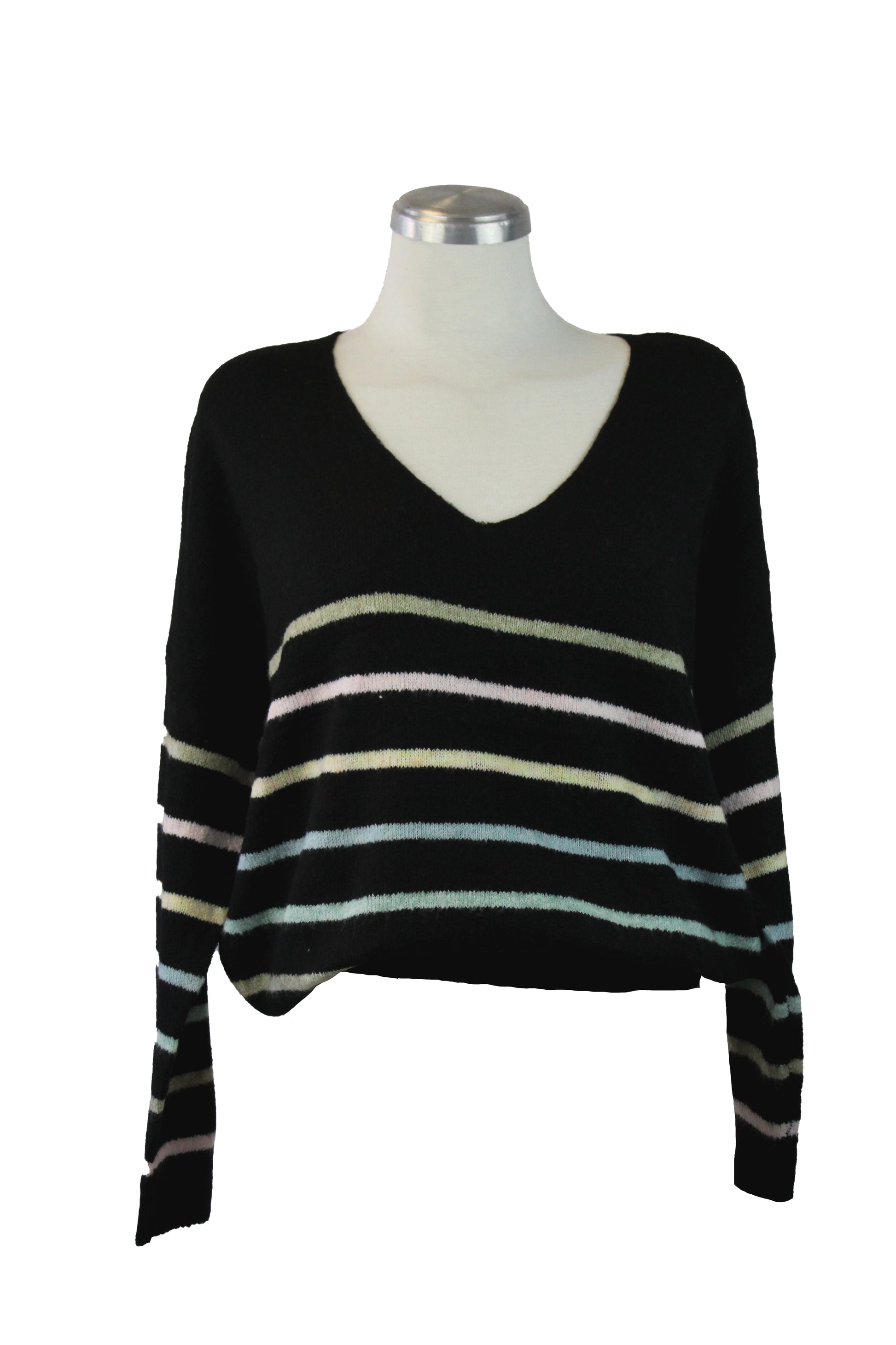 5003 Suéter Cuello V Líneas Colores