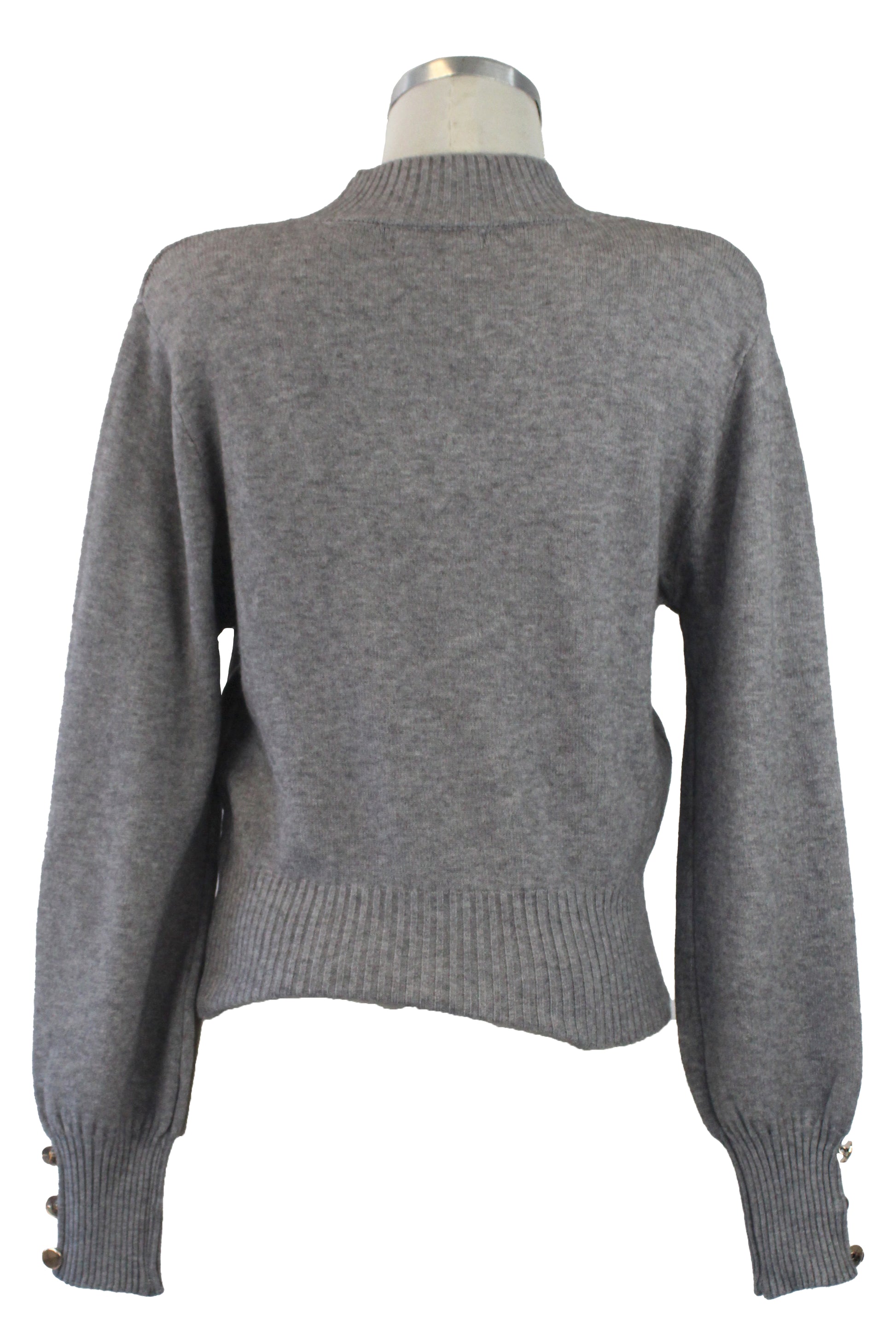 1276 Suéter Tejido con Trenzas y Botones en Manga