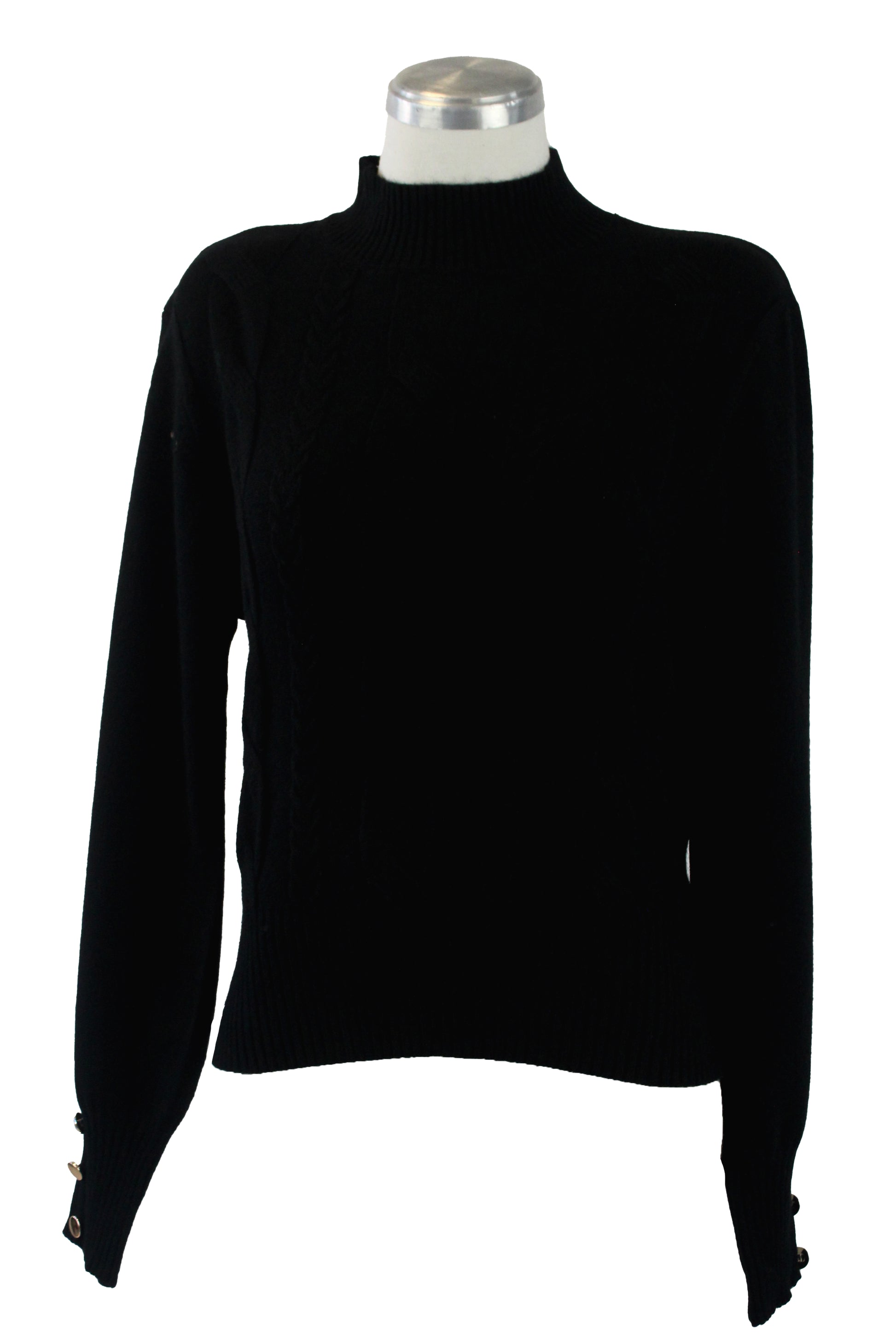 1276 Suéter Tejido con Trenzas y Botones en Manga