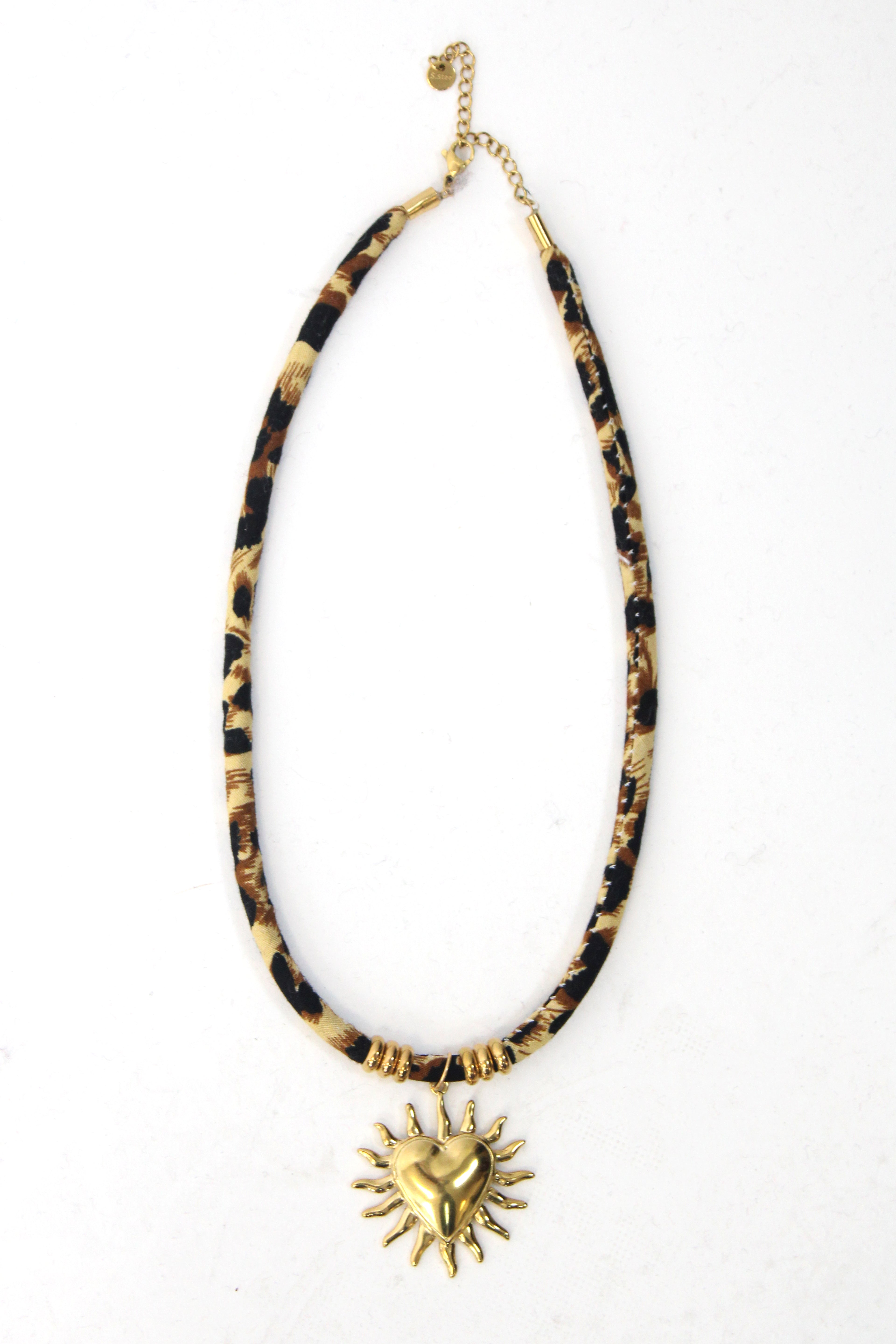 C100 Collar Liston Animal Print con Dije