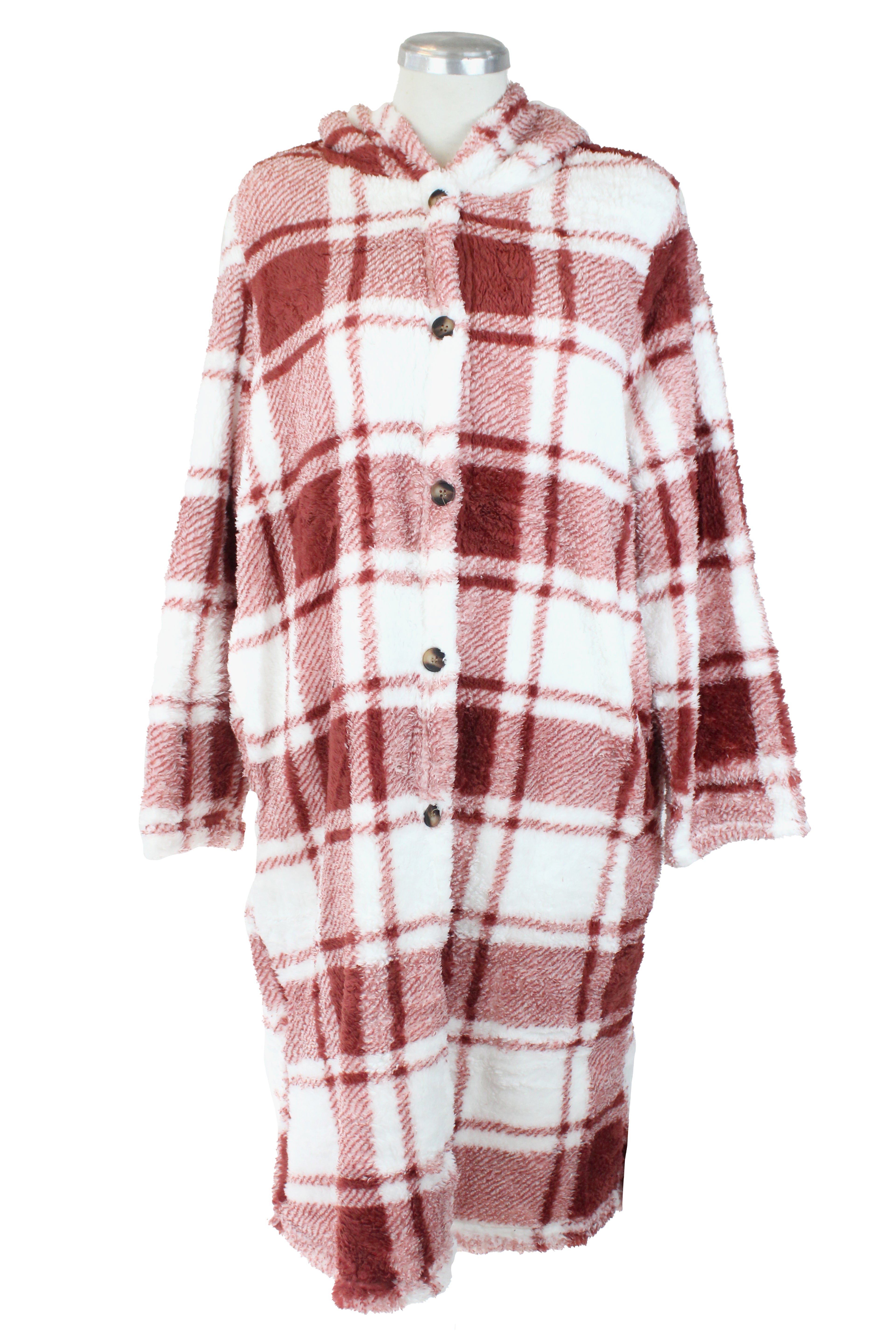 BOAM53 Suéter Largo Borrego Diseño Cuadros