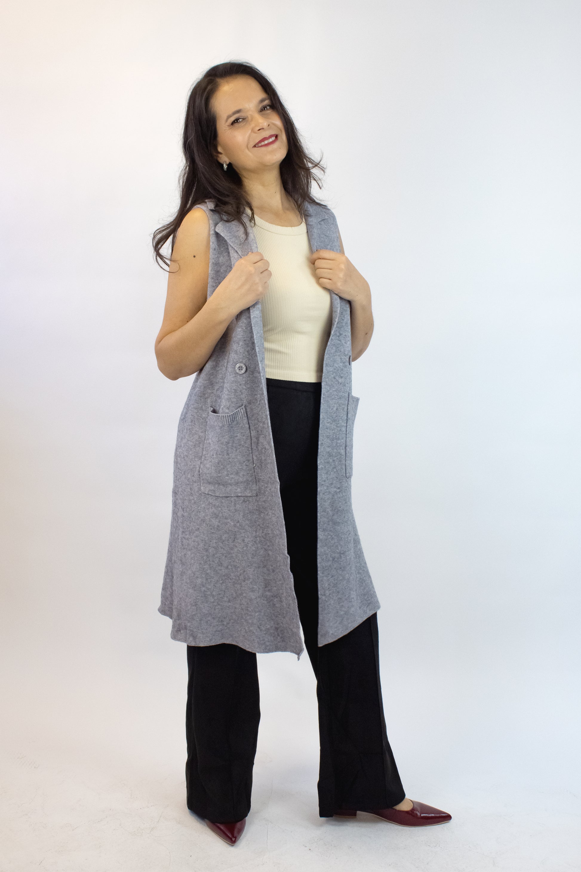 Z-1188M Chaleco Tipo Suéter Largo con Botones