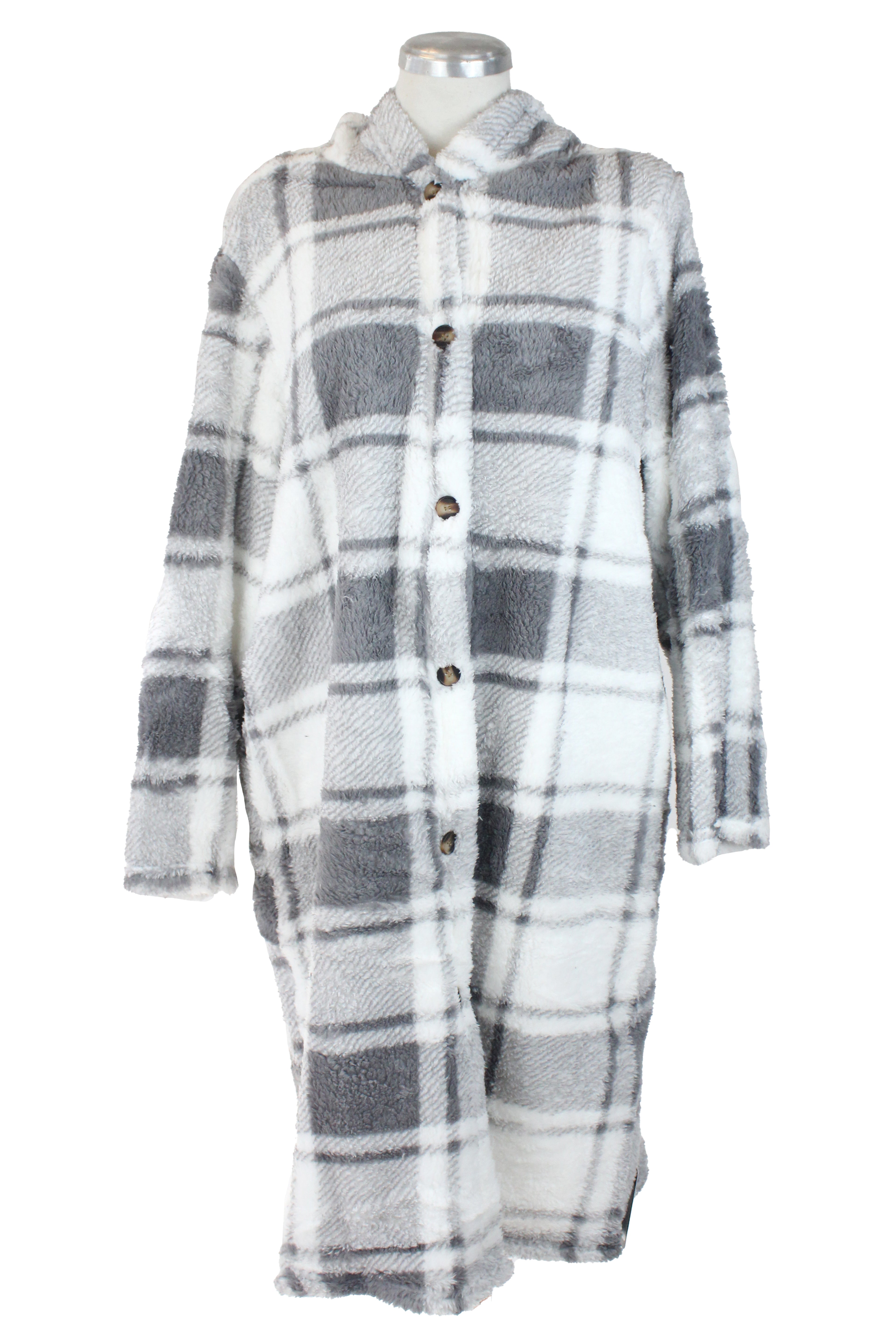 BOAM53 Suéter Largo Borrego Diseño Cuadros