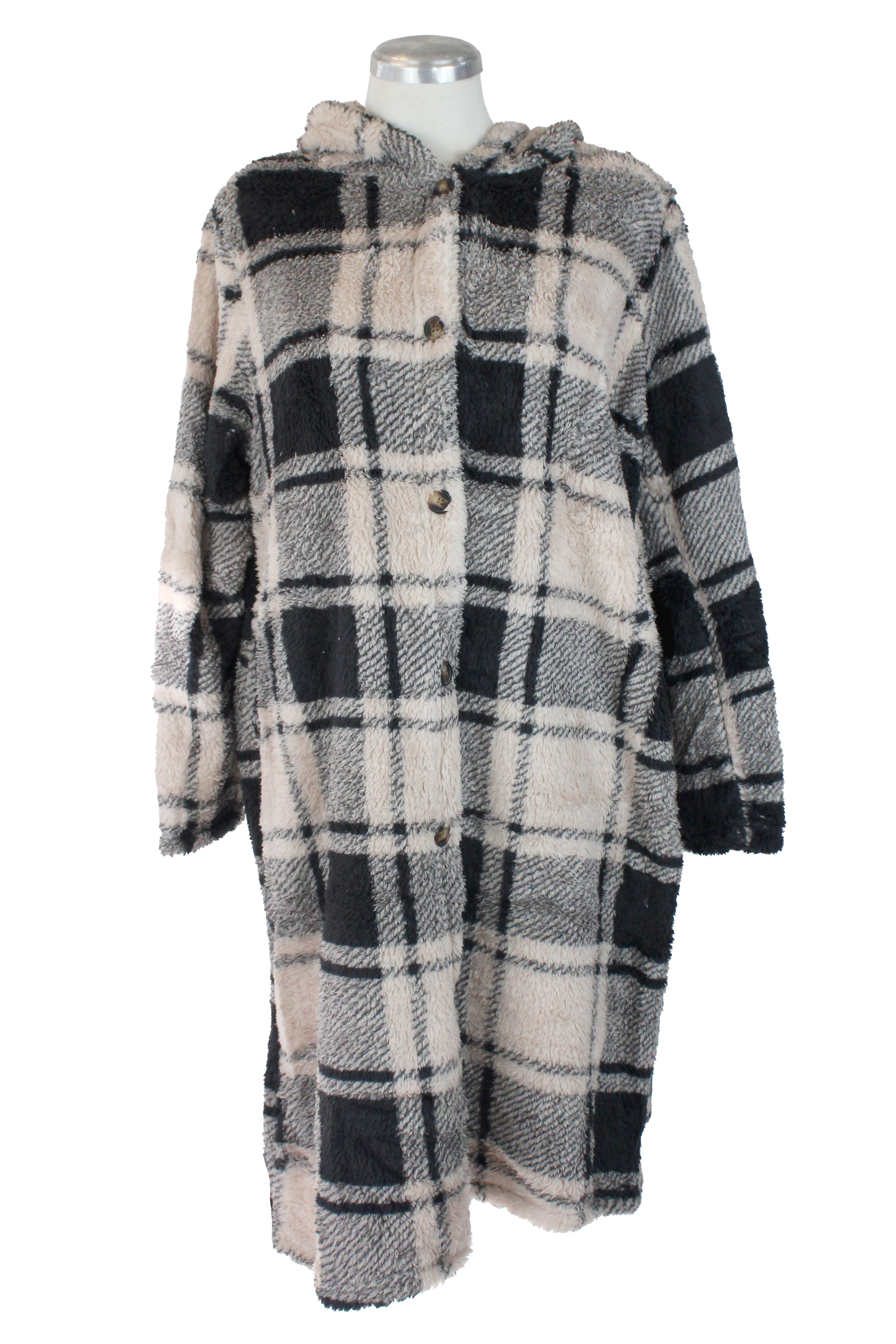 BOAM53 Suéter Largo Borrego Diseño Cuadros