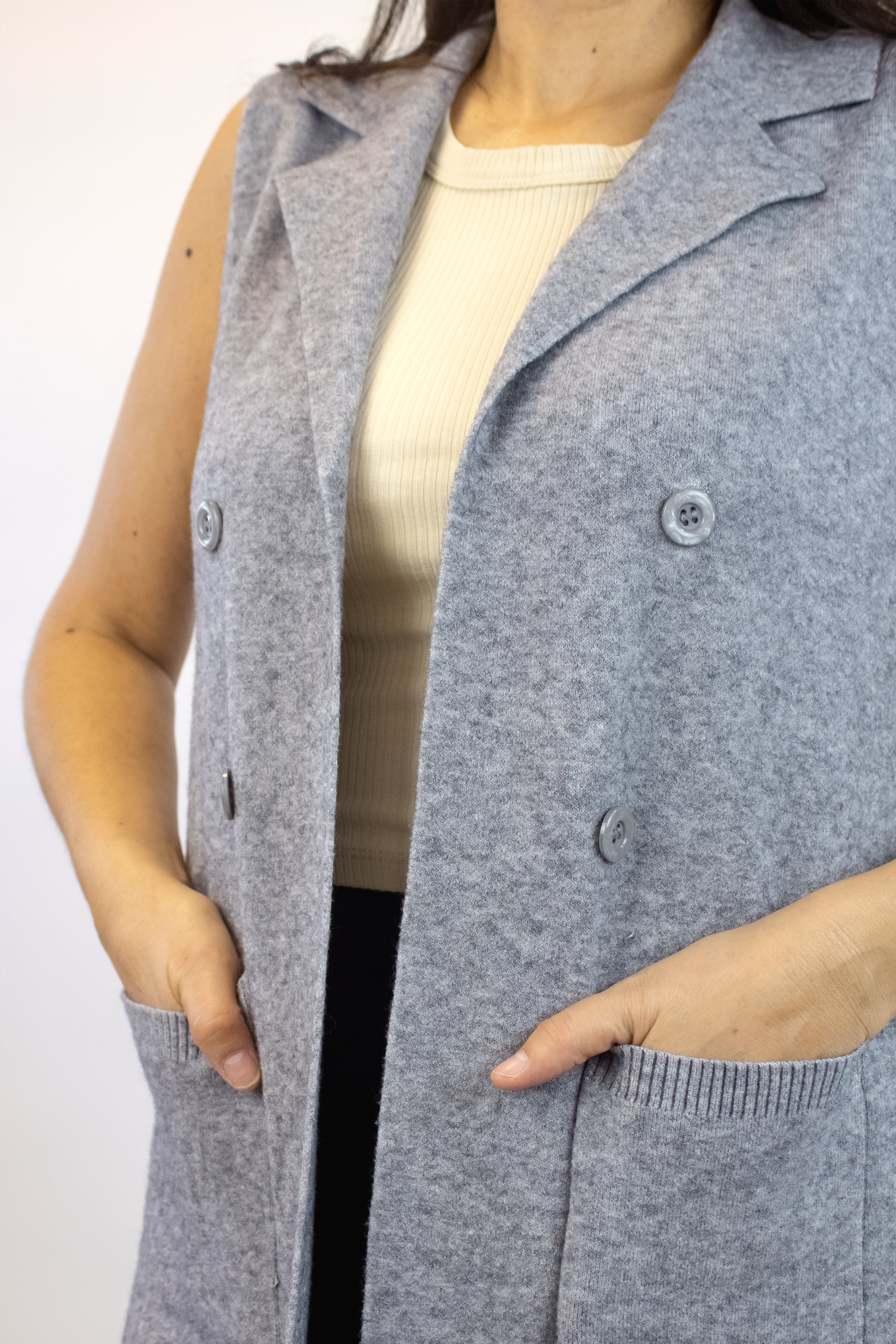 Z-1188M Chaleco Tipo Suéter Largo con Botones