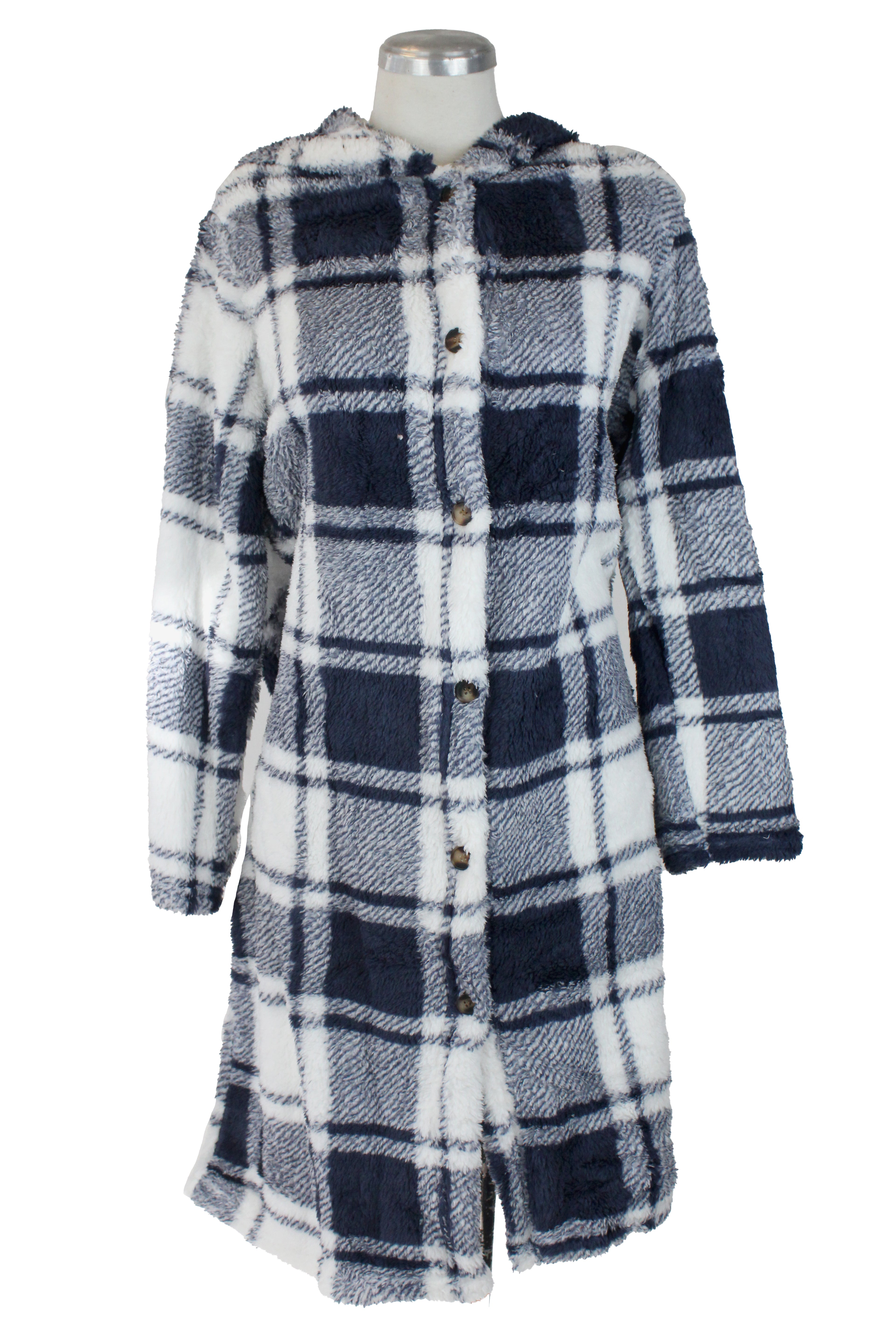 BOAM53 Suéter Largo Borrego Diseño Cuadros