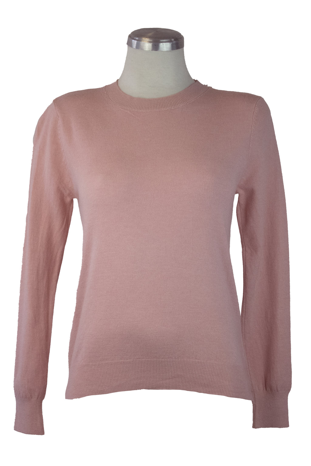 23-8099 Suéter Liso Bordado Cuello Y Muñeca Corto