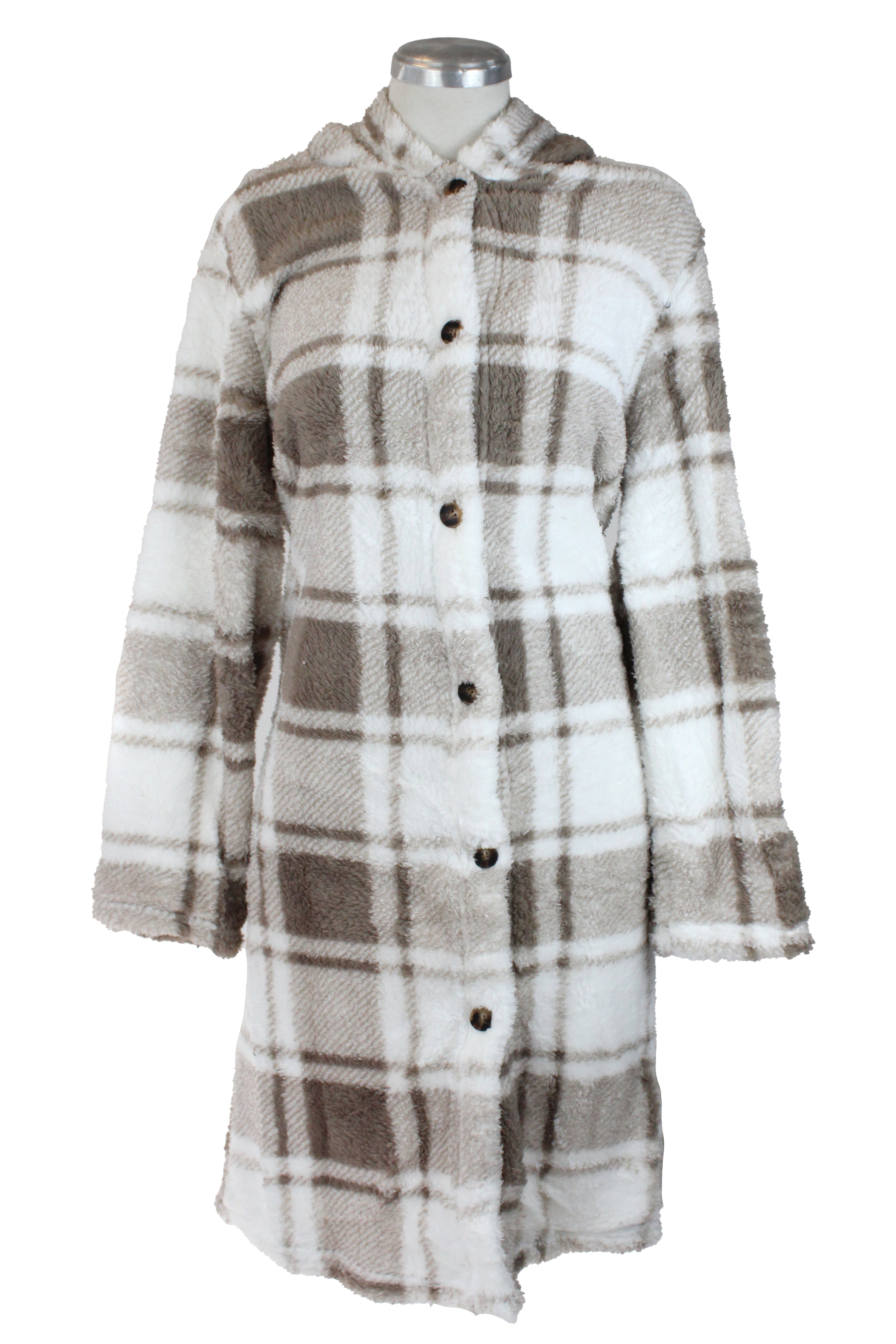 BOAM53 Suéter Largo Borrego Diseño Cuadros