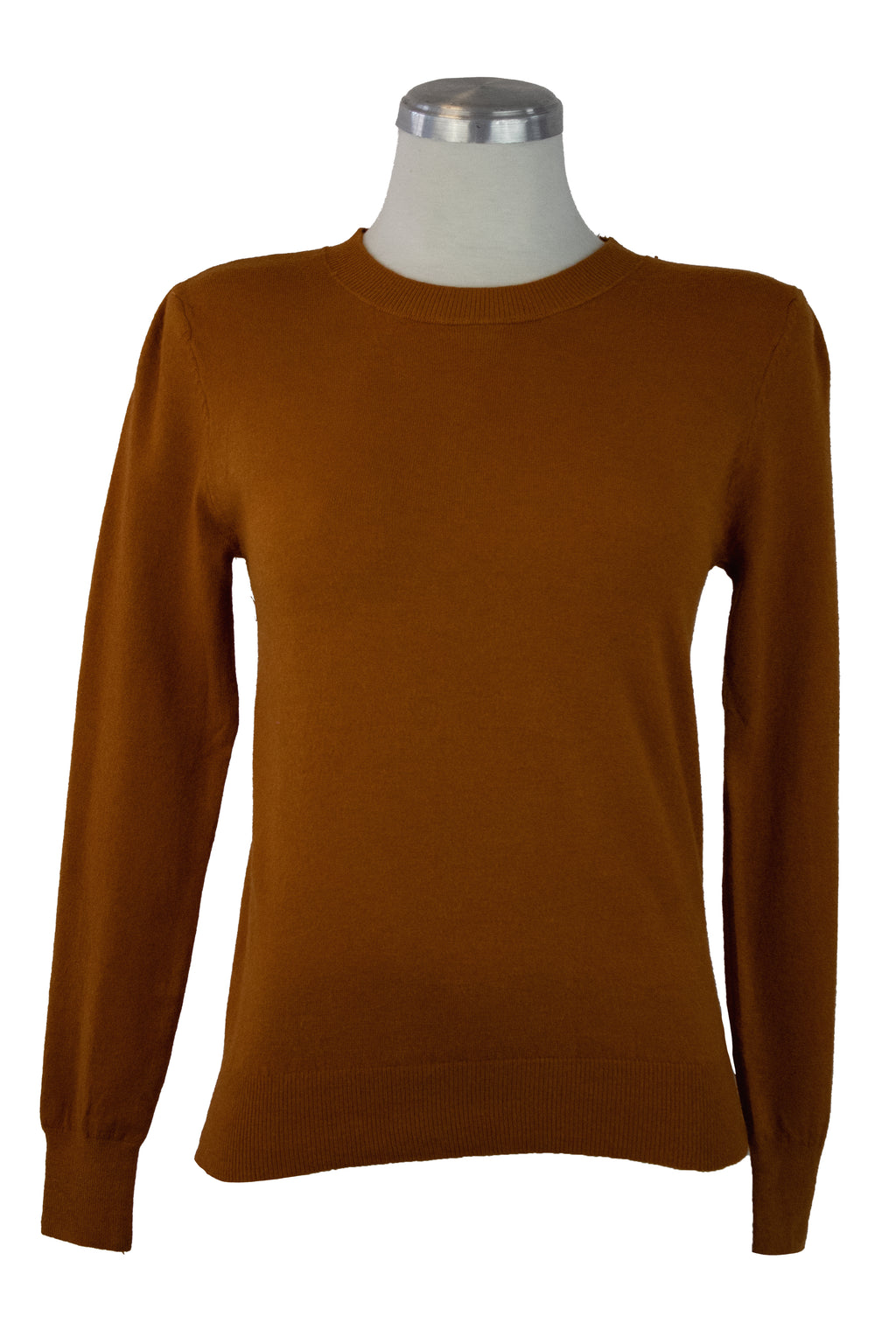 23-8099 Suéter Liso Bordado Cuello Y Muñeca Corto