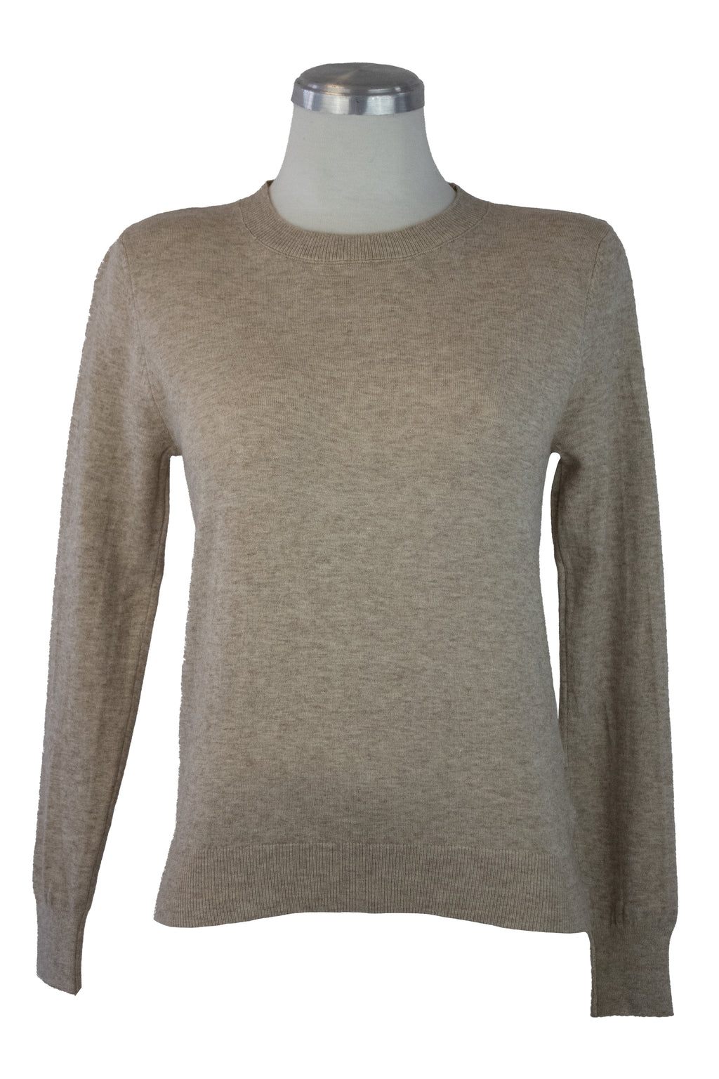 23-8099 Suéter Liso Bordado Cuello Y Muñeca Corto