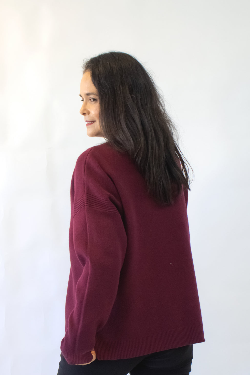 OJ-2762 Suéter Tejido Cuello Alto Líneas Tejidas Delgadas