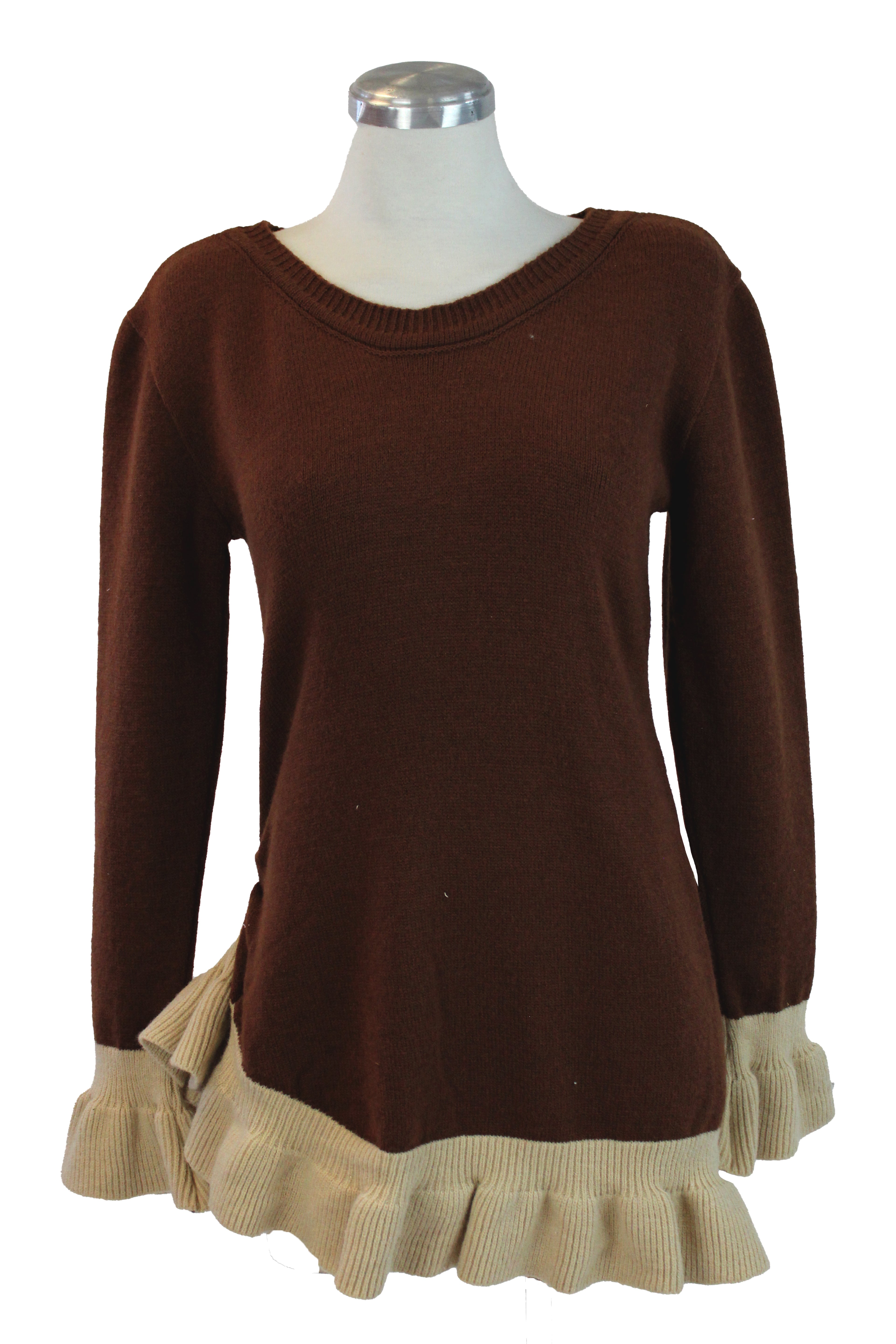 2566 Suéter Tejido Manga Larga  Bordes Hondeados