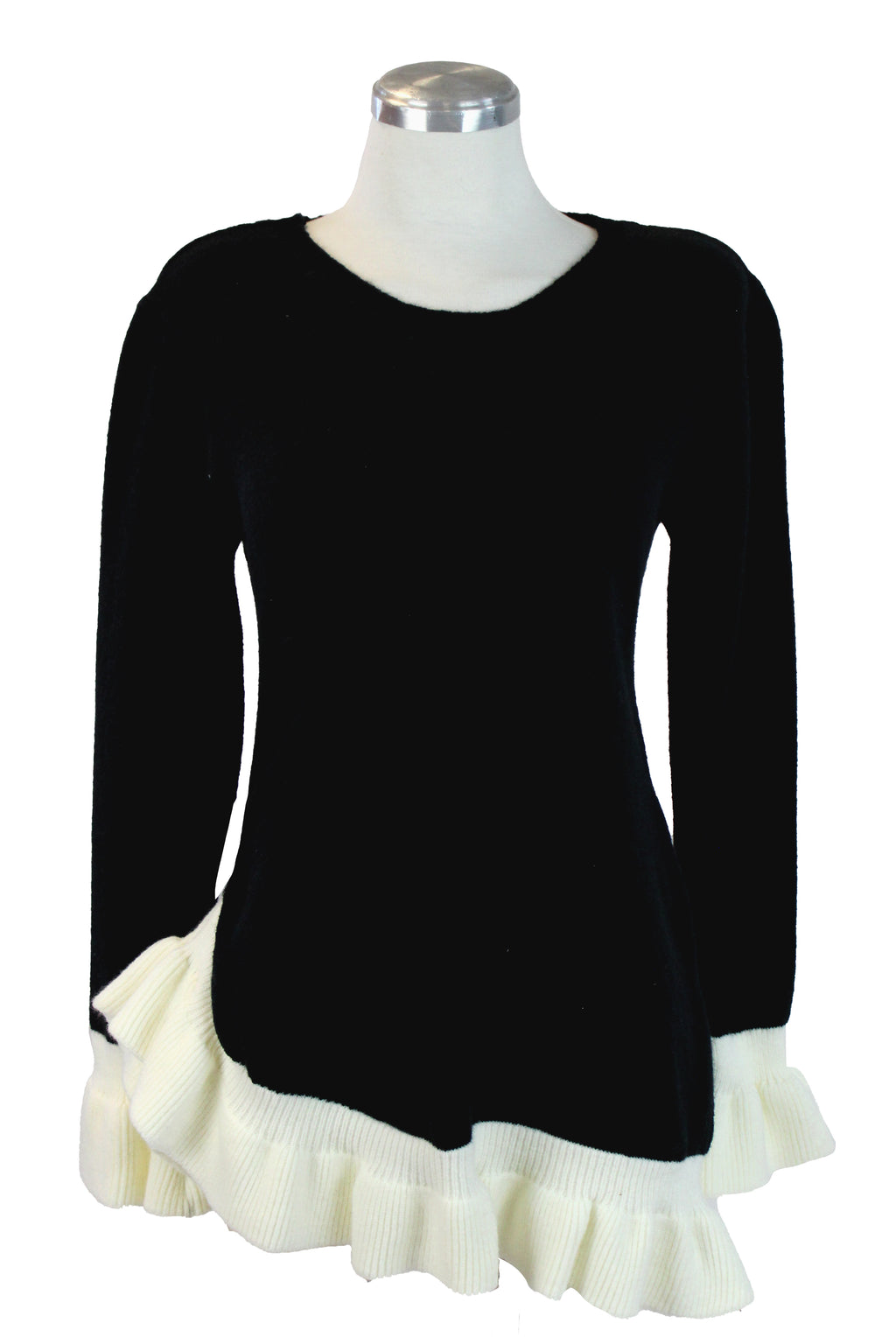 2566 Suéter Tejido Manga Larga  Bordes Hondeados