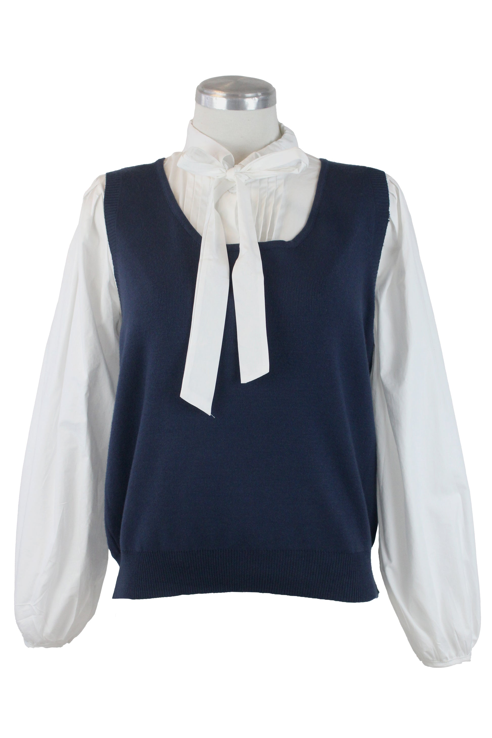 6090 Camisa Con Moño y Chaleco