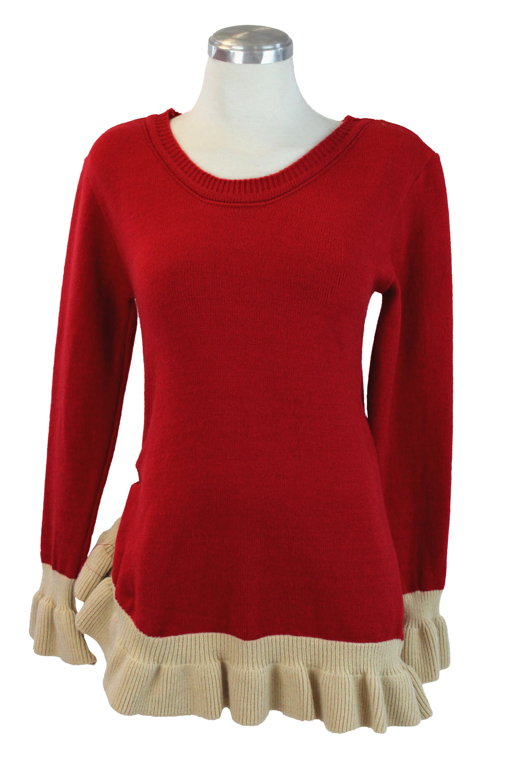 2566 Suéter Tejido Manga Larga  Bordes Hondeados